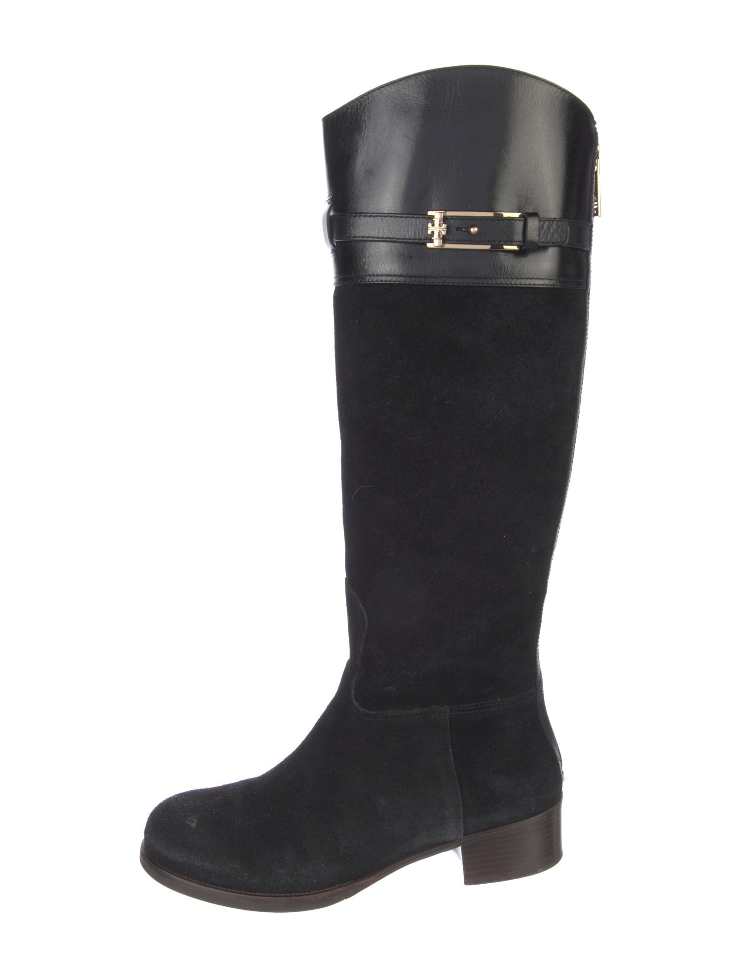 Tory Burch Suede Leather Trim Embellishment Riding Boots