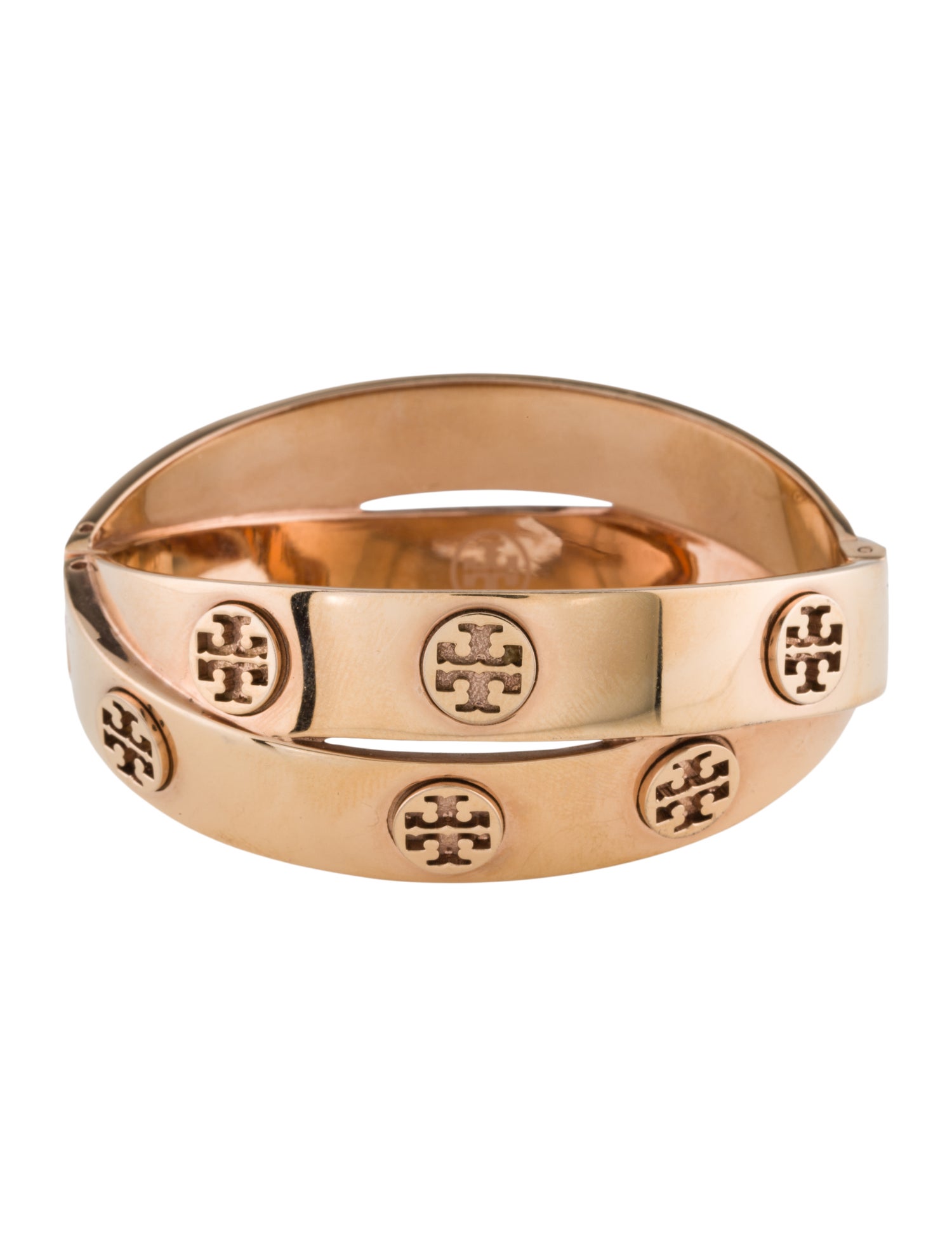 Tory Burch Logo Studded Hinged Bangle Bracelet