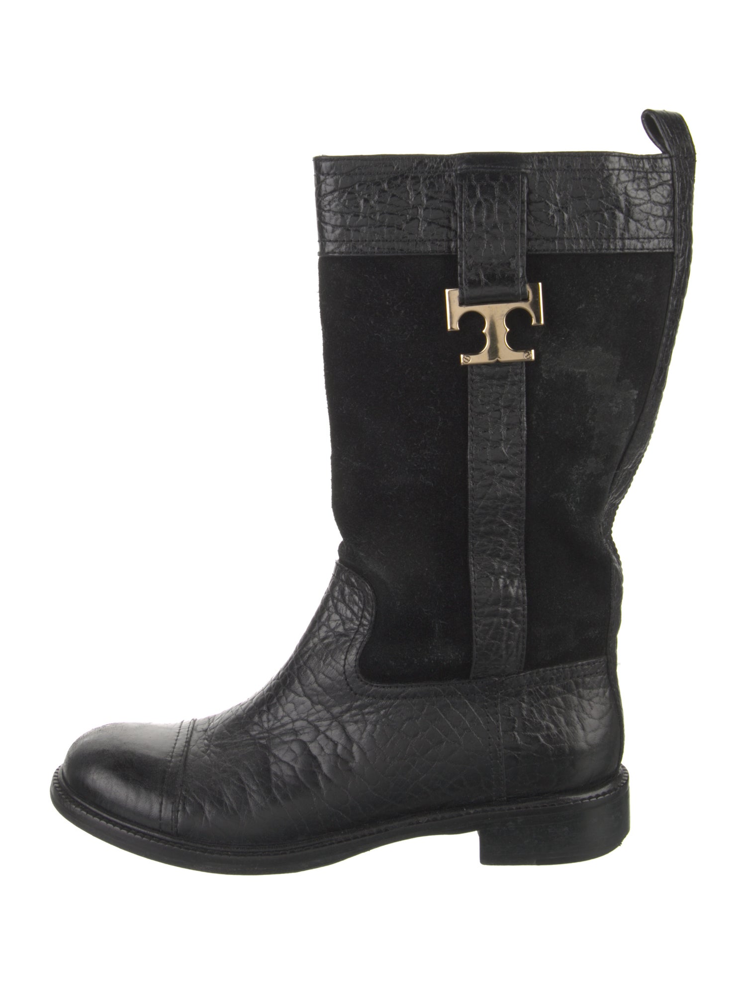 Tory Burch Embossed Leather Moto Boots