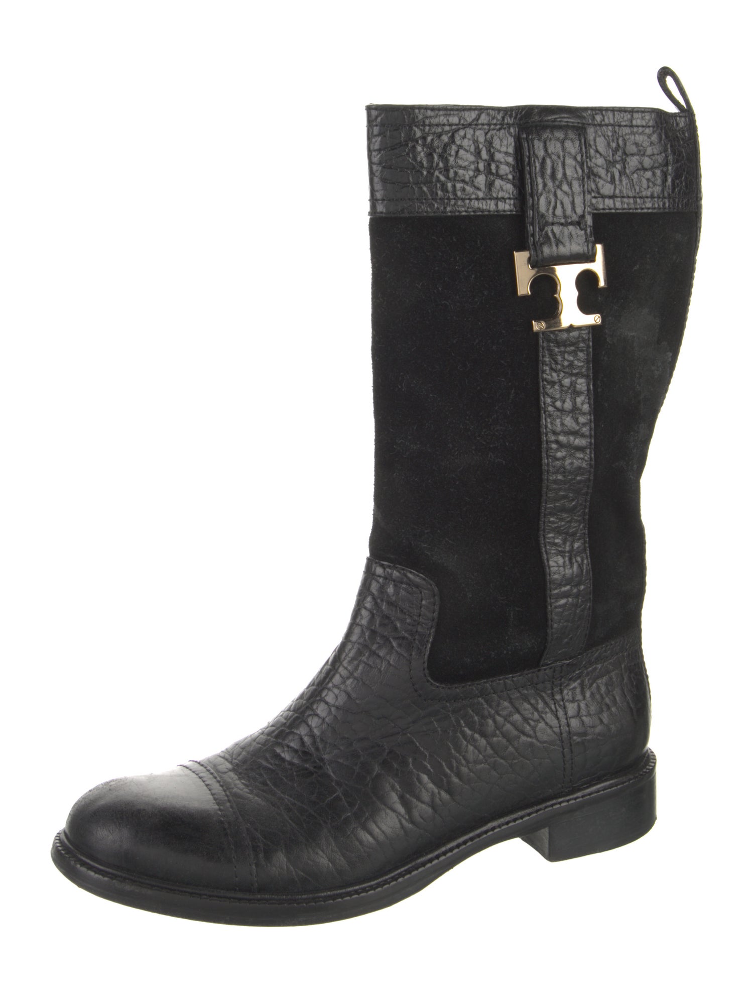 Tory Burch Embossed Leather Moto Boots