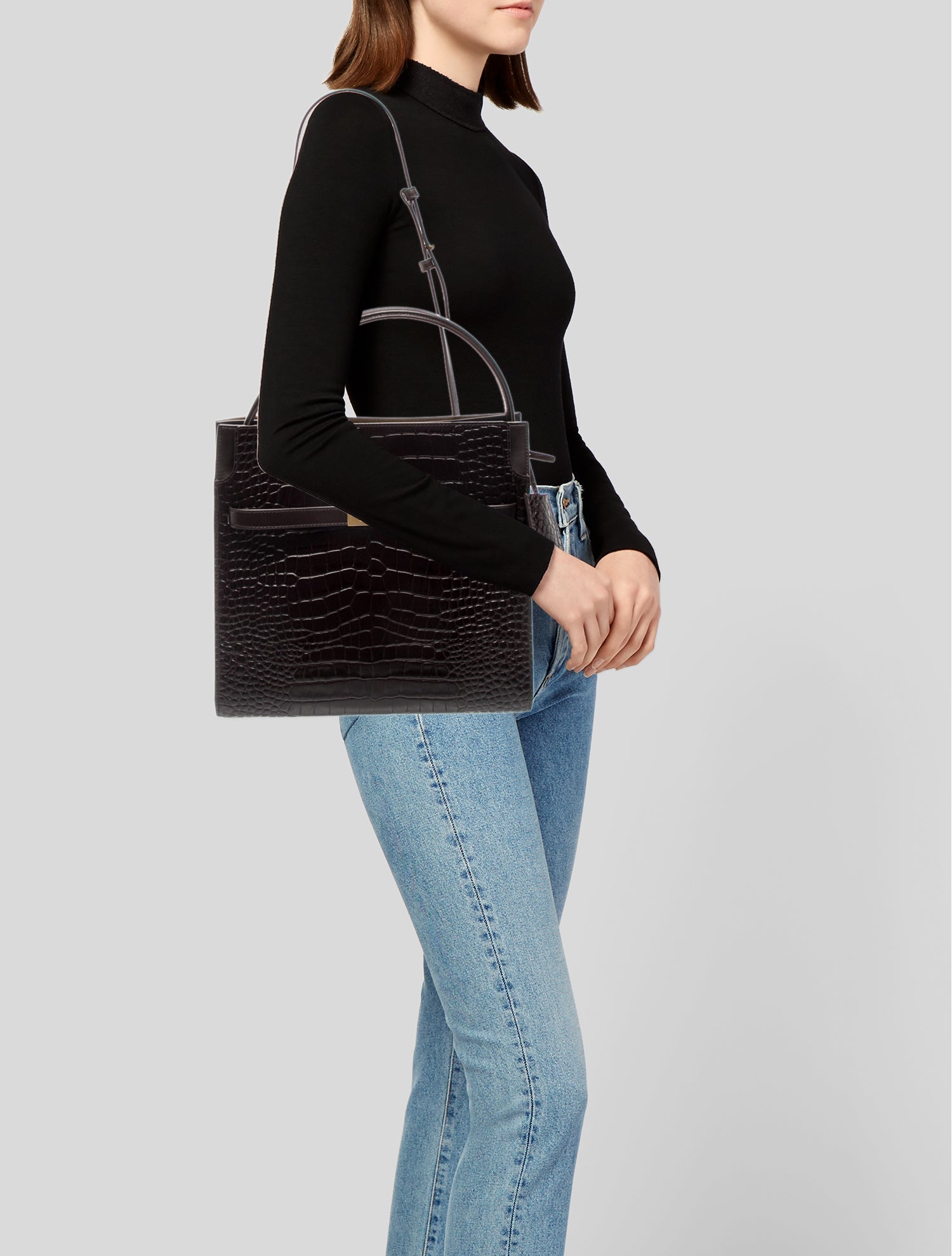 Tory Burch Embossed Leather Top Handle Bag