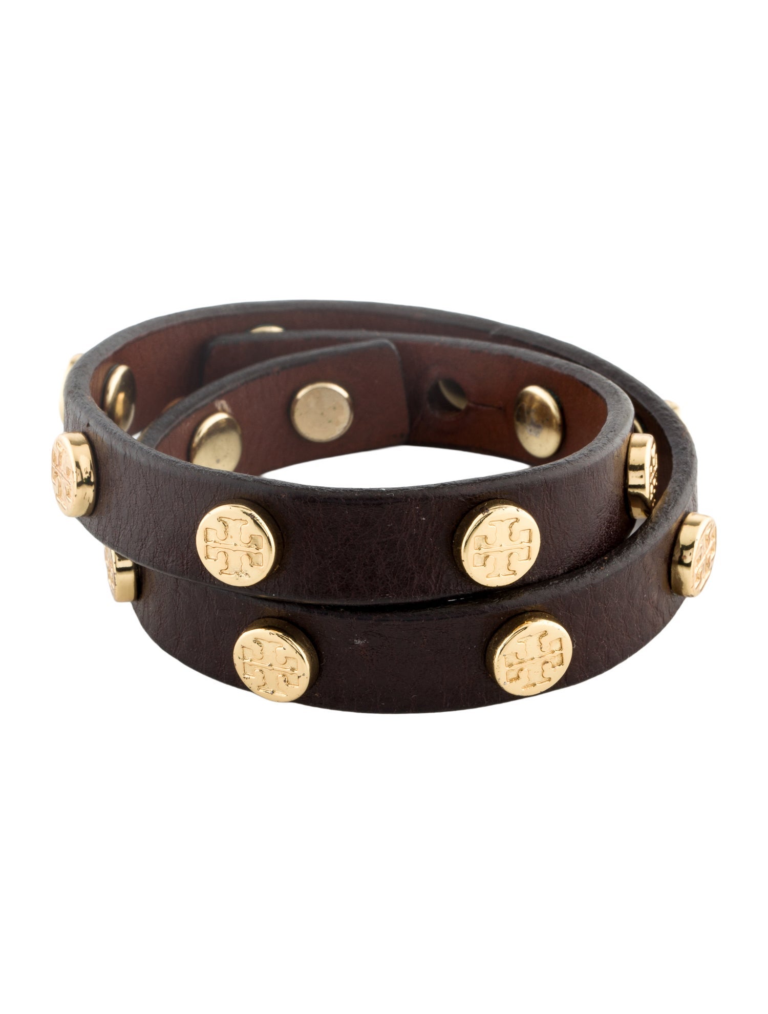 Tory Burch Leather Studded Double Wrap Bracelet