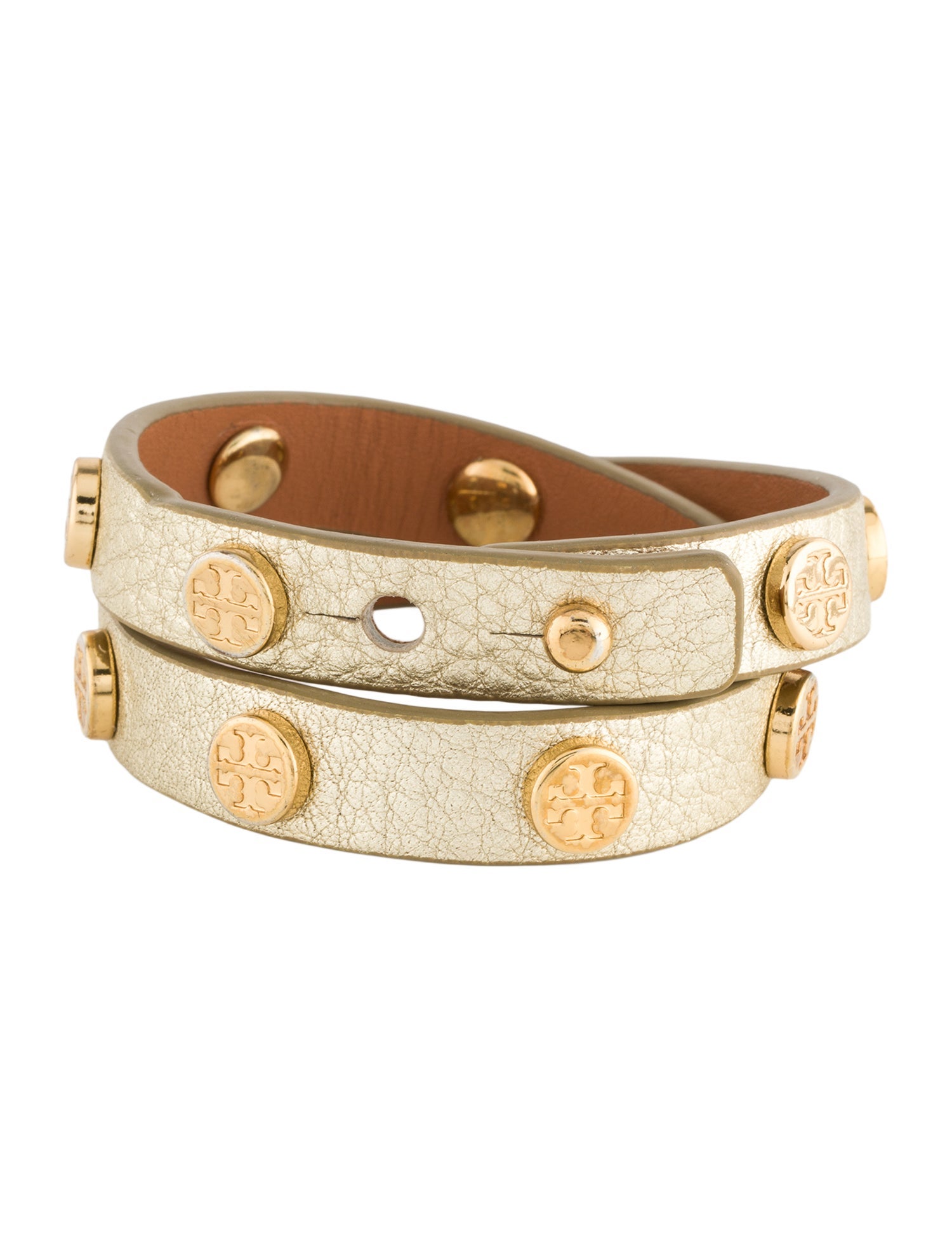 Tory Burch Leather Studded Double Wrap Bracelet