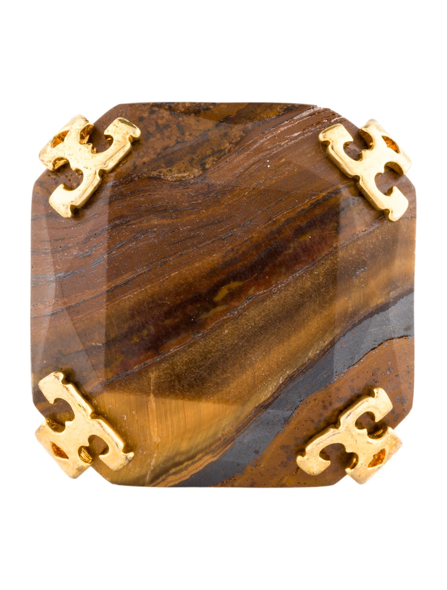 Tory Burch Stone Logo Cocktail Ring