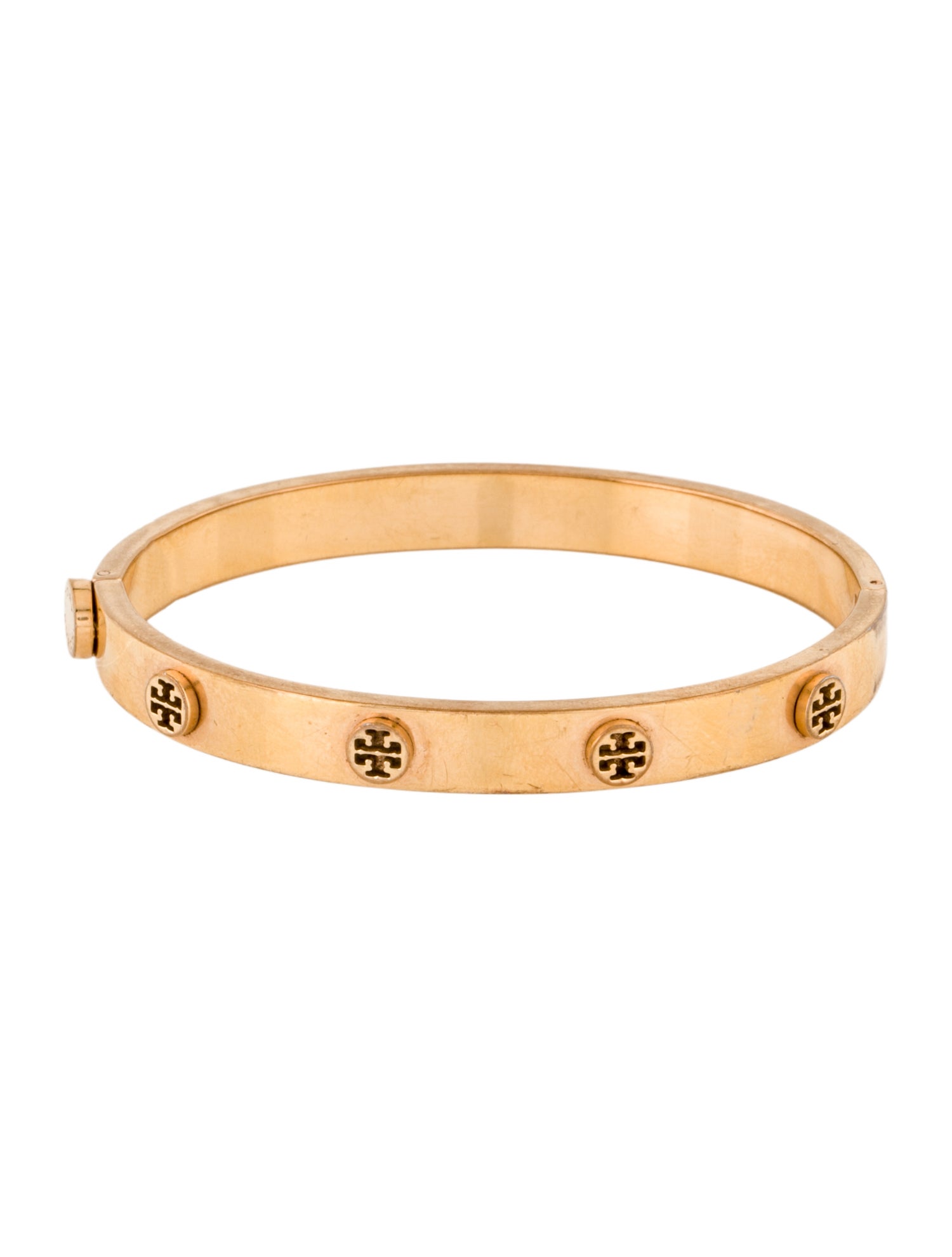 Tory Burch Logo Studded Hinged Bangle Bracelet