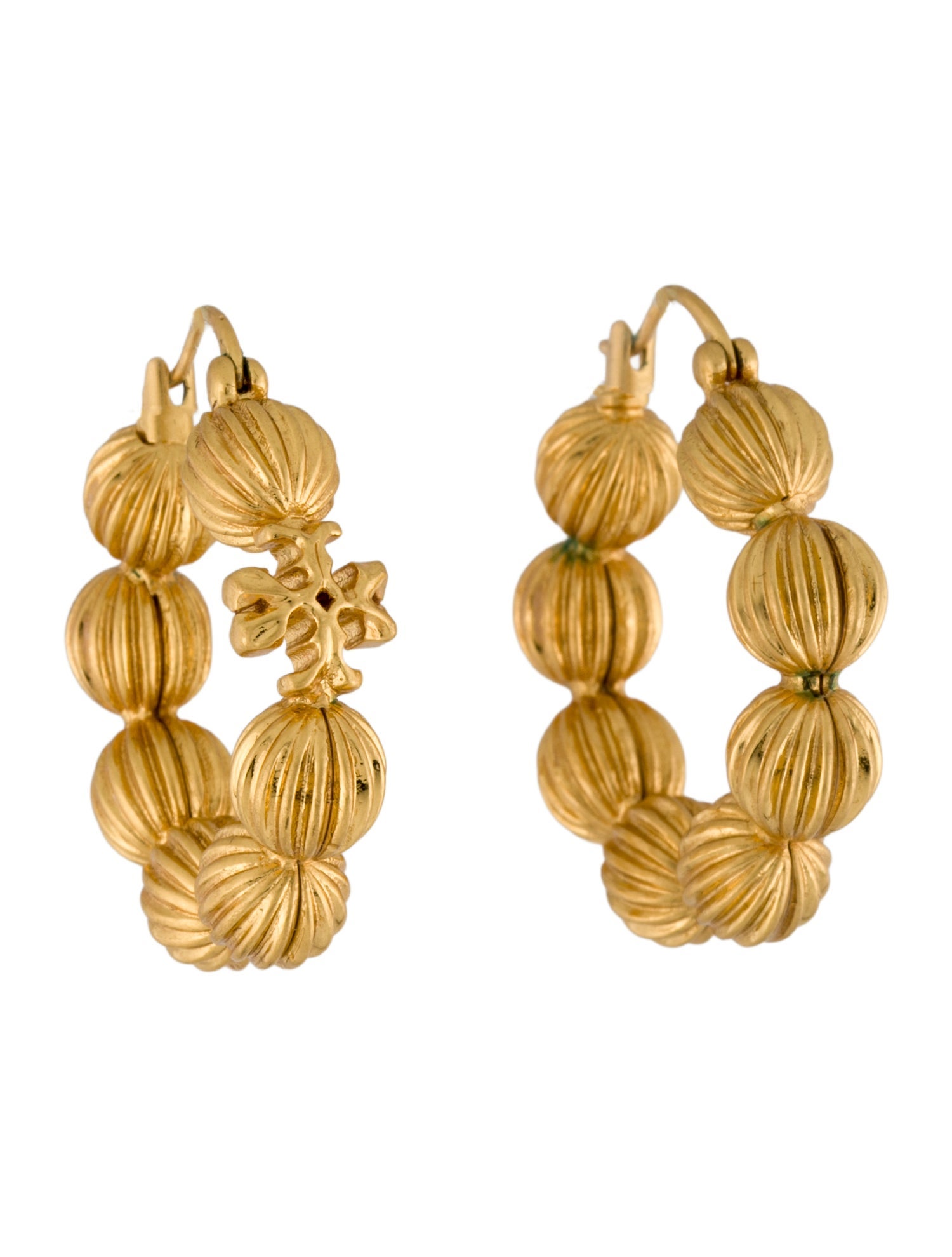 Tory Burch Roxanne Fluted Bead Hoop Earrings