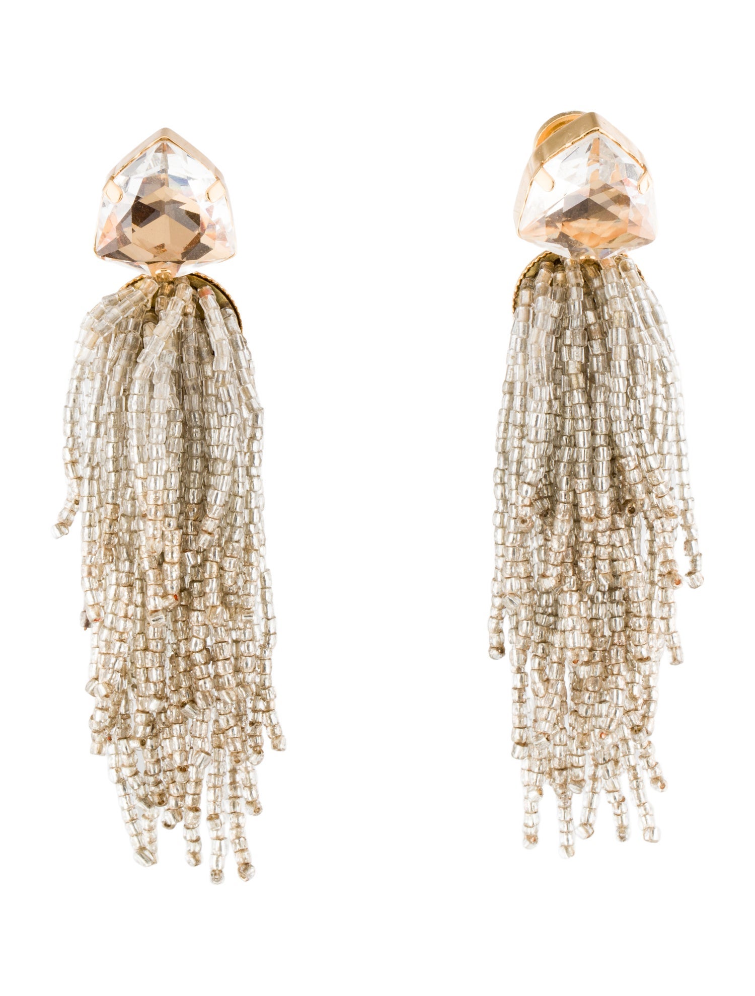 Tory Burch Crystal Beaded Fringe Drop Earrings