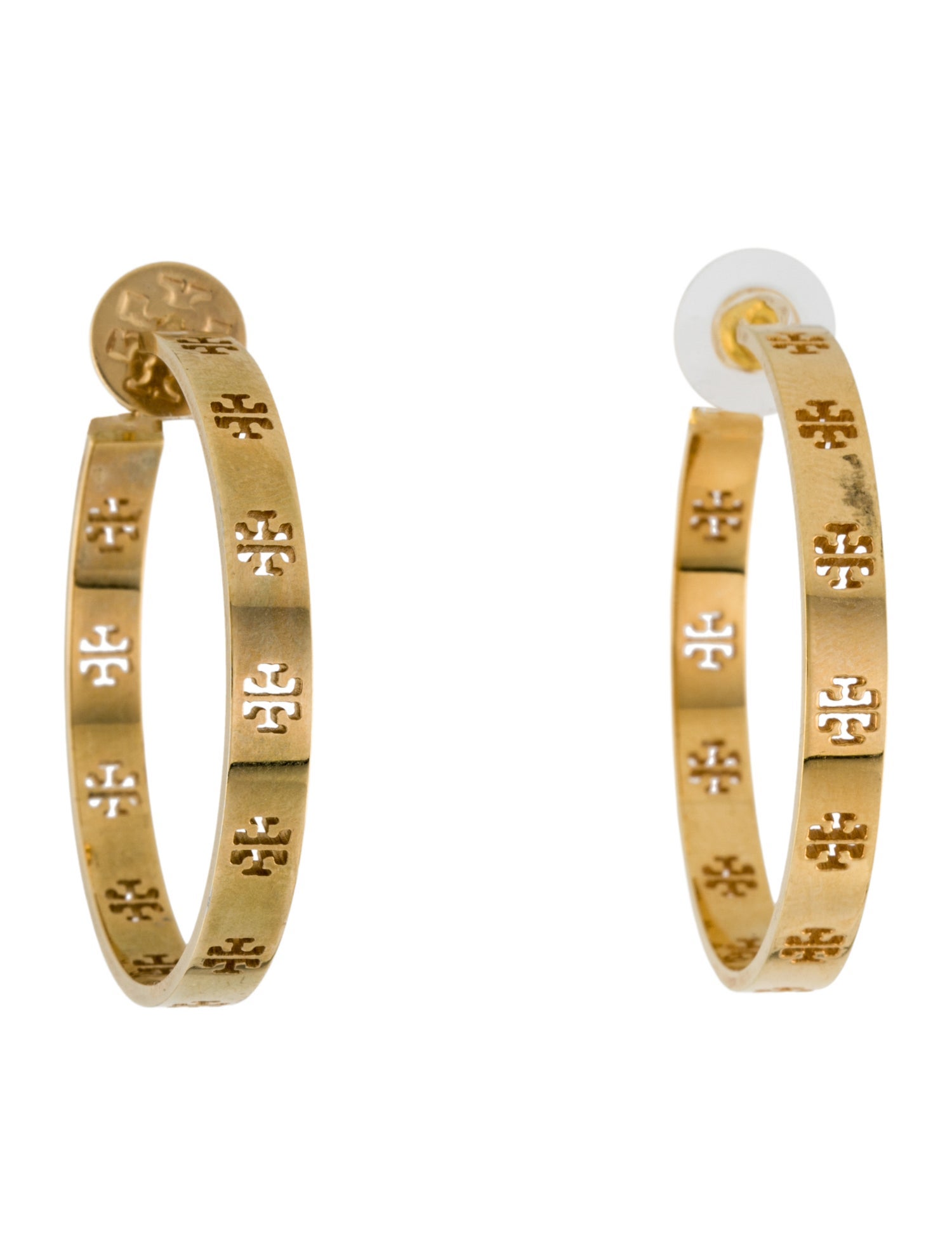 Tory Burch Pierced Logo Hoop Earrings