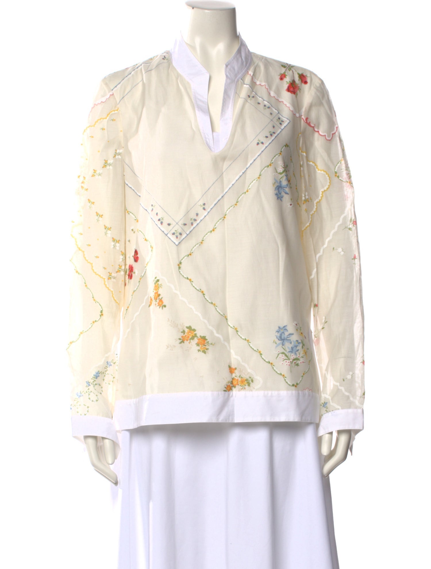 Tory Burch Printed V-Neck Blouse w/ Tags