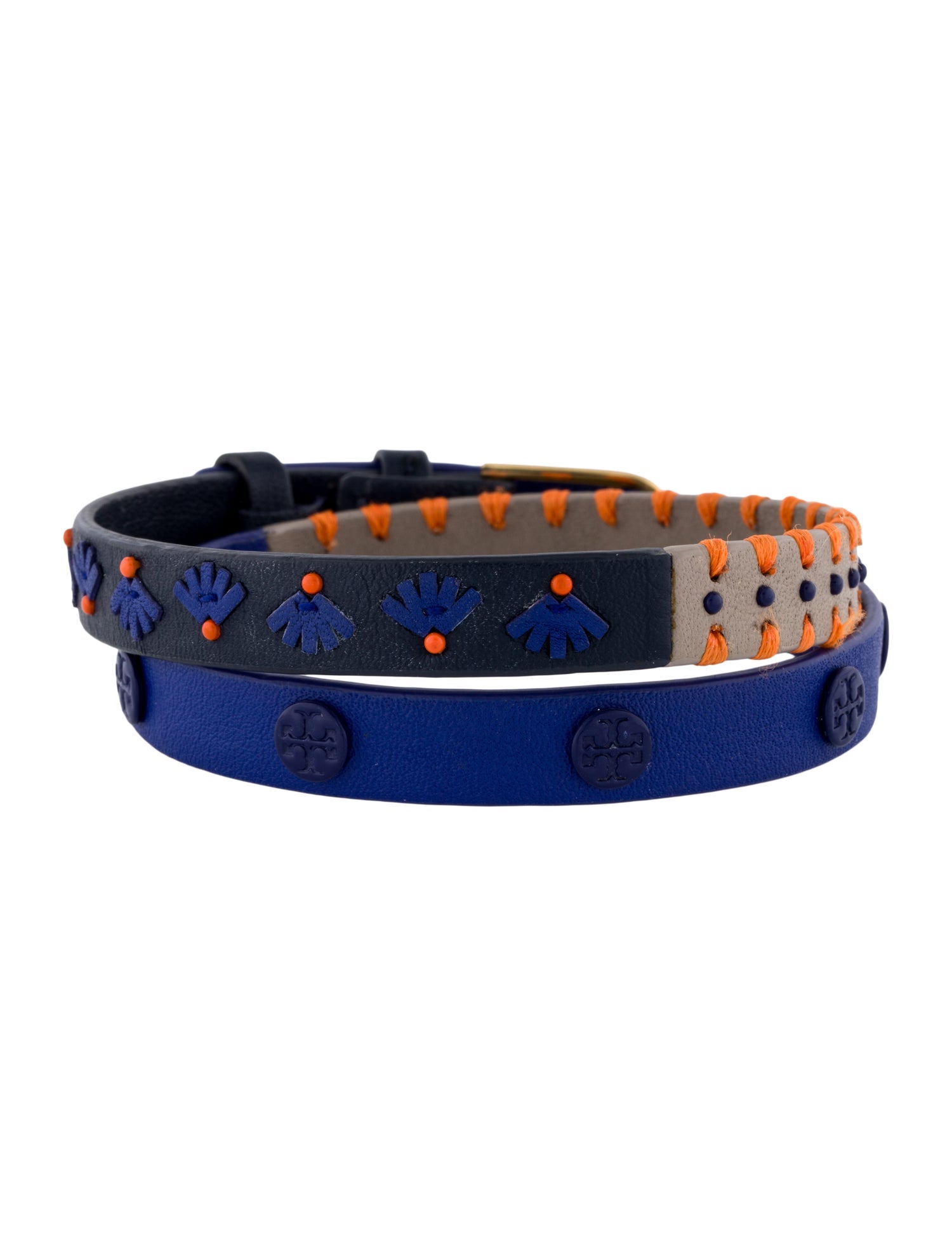 Tory Burch Leather Stitched Triple Wrap Bracelet