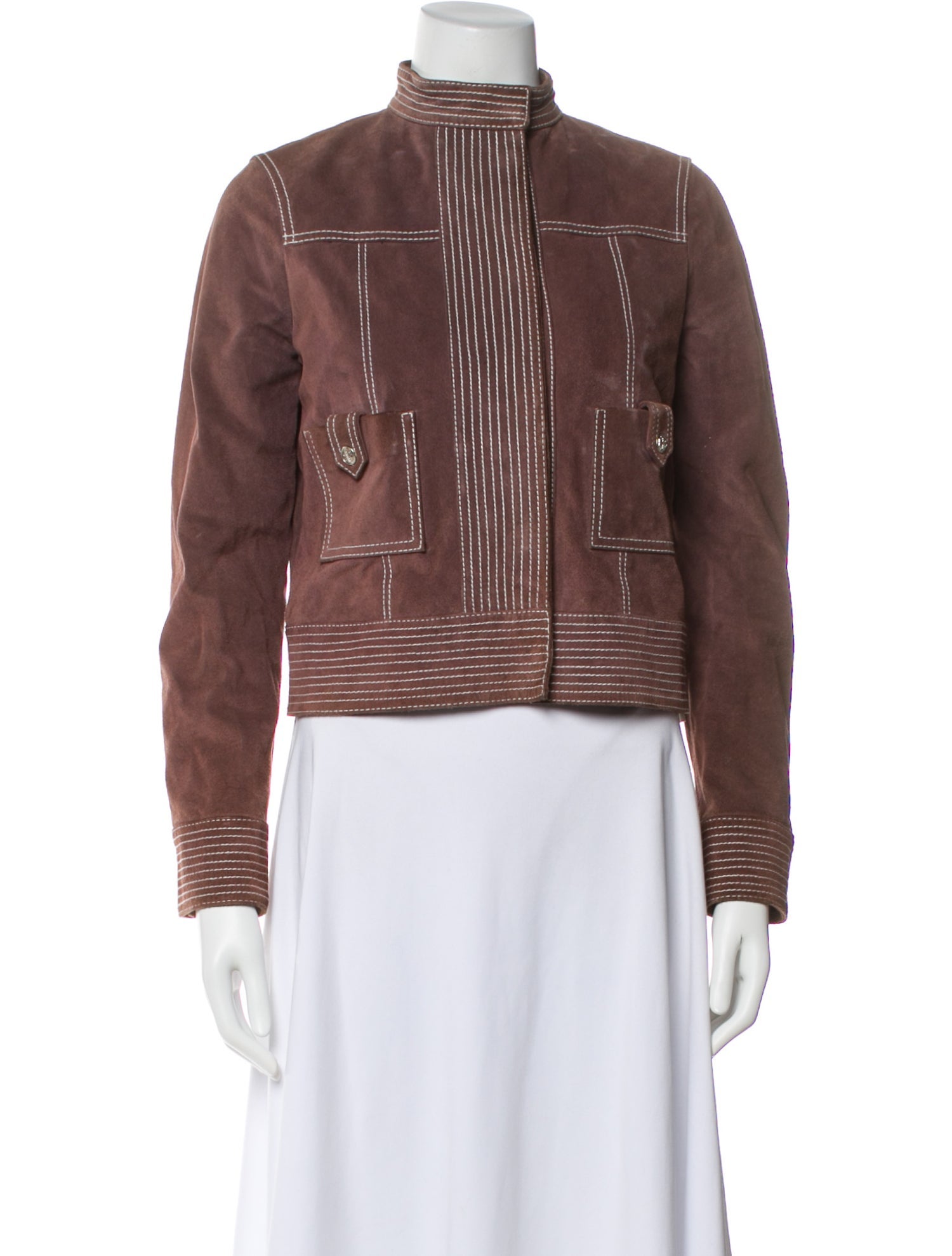 Tory Burch Leather Striped Biker Jacket