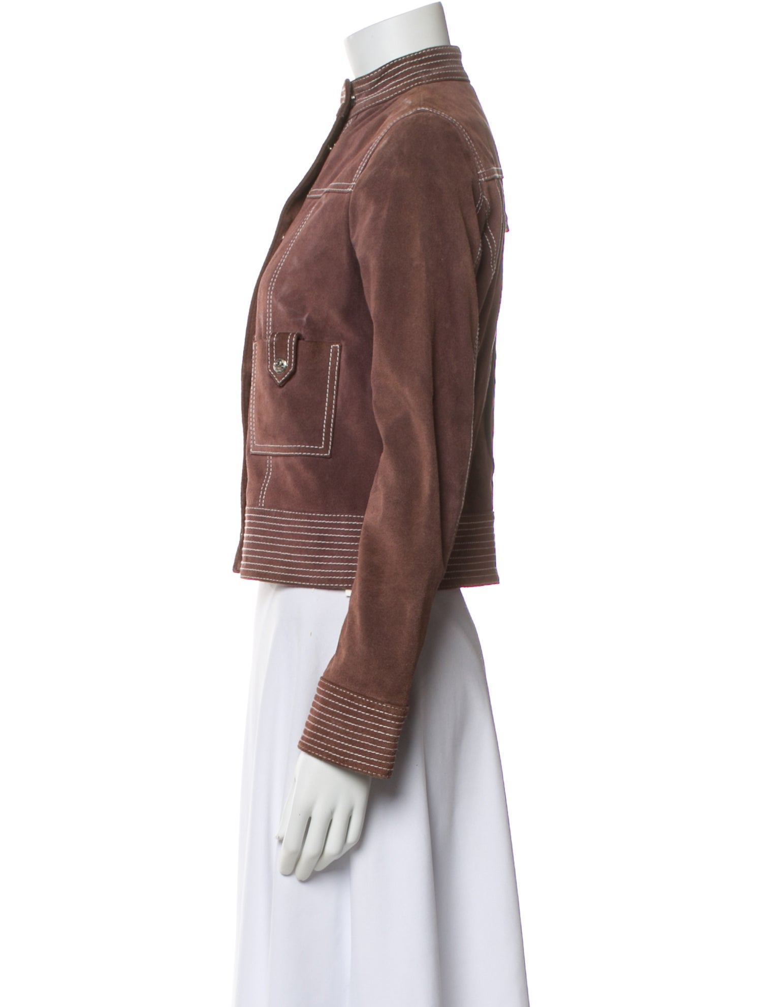 Tory Burch Leather Striped Biker Jacket