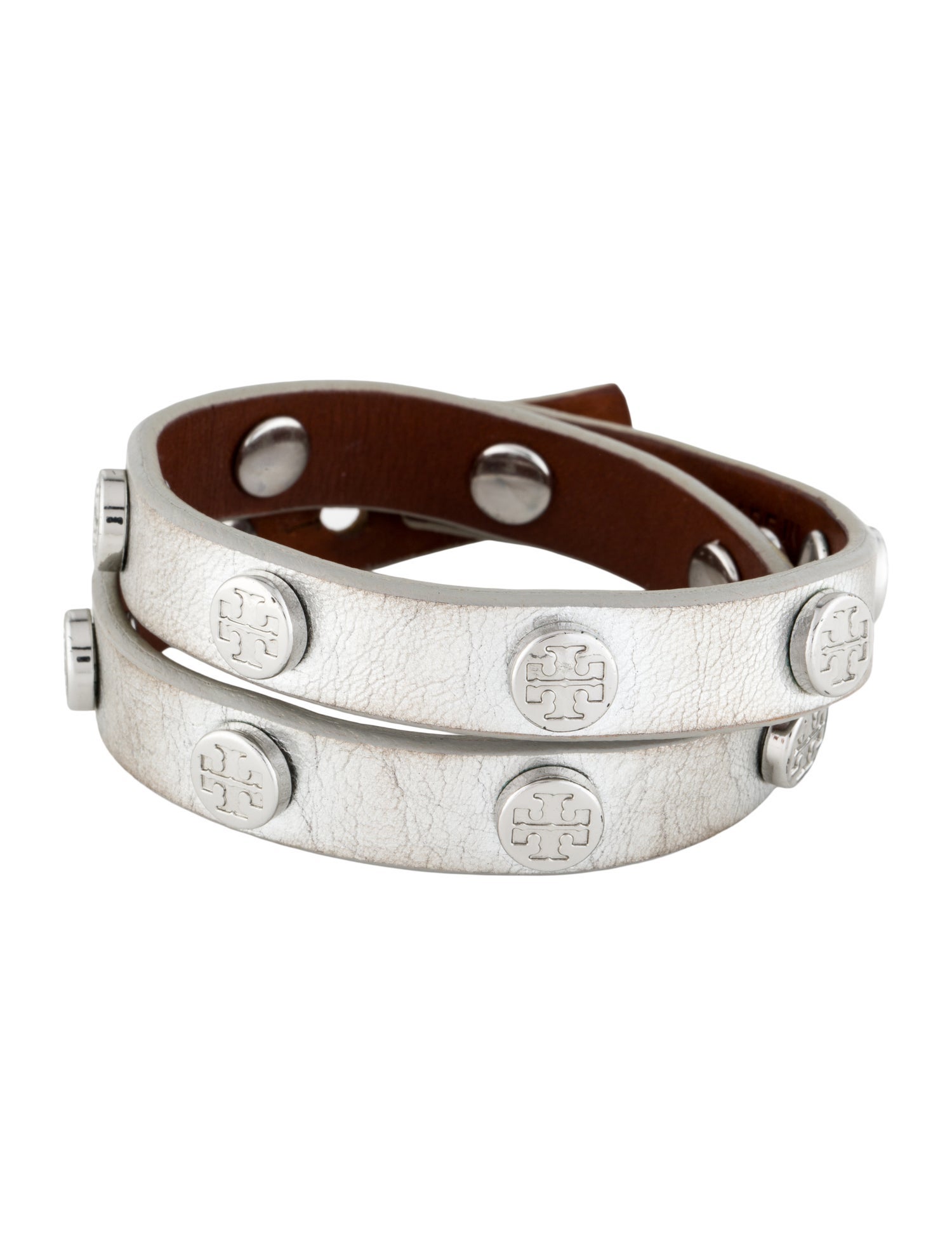 Tory Burch Leather Studded Double Wrap Bracelet