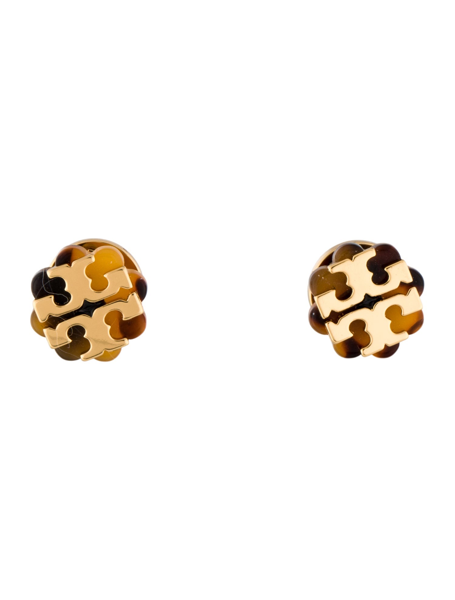 Tory Burch Resin Logo Flower Stud Earrings