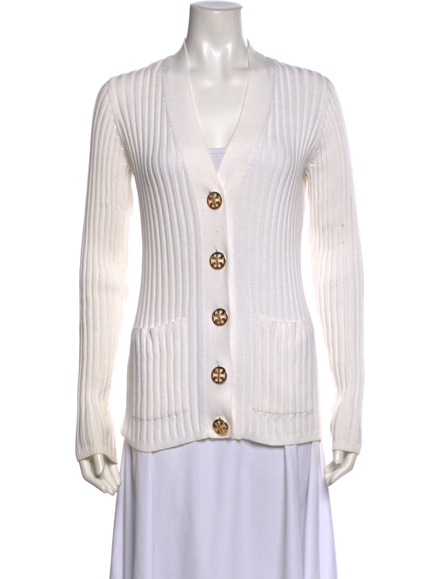 Tory Burch Striped V-Neck Sweater