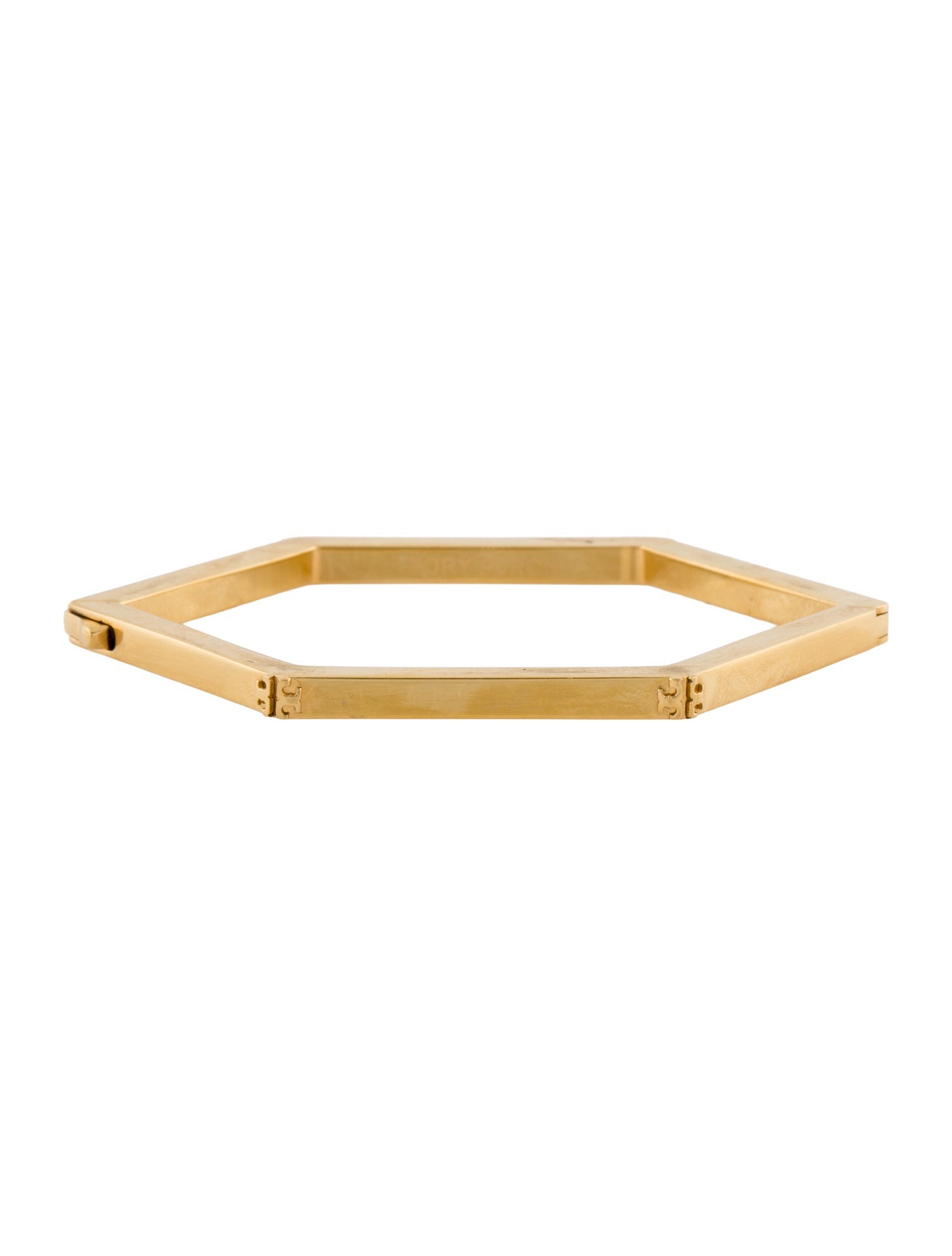 Tory Burch Hexagon Logo Hinged Bangle Bracelet