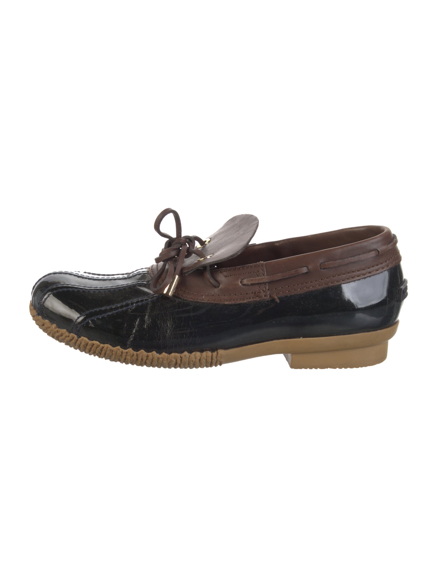 Tory Burch Patent Leather Colorblock Pattern Moccasins