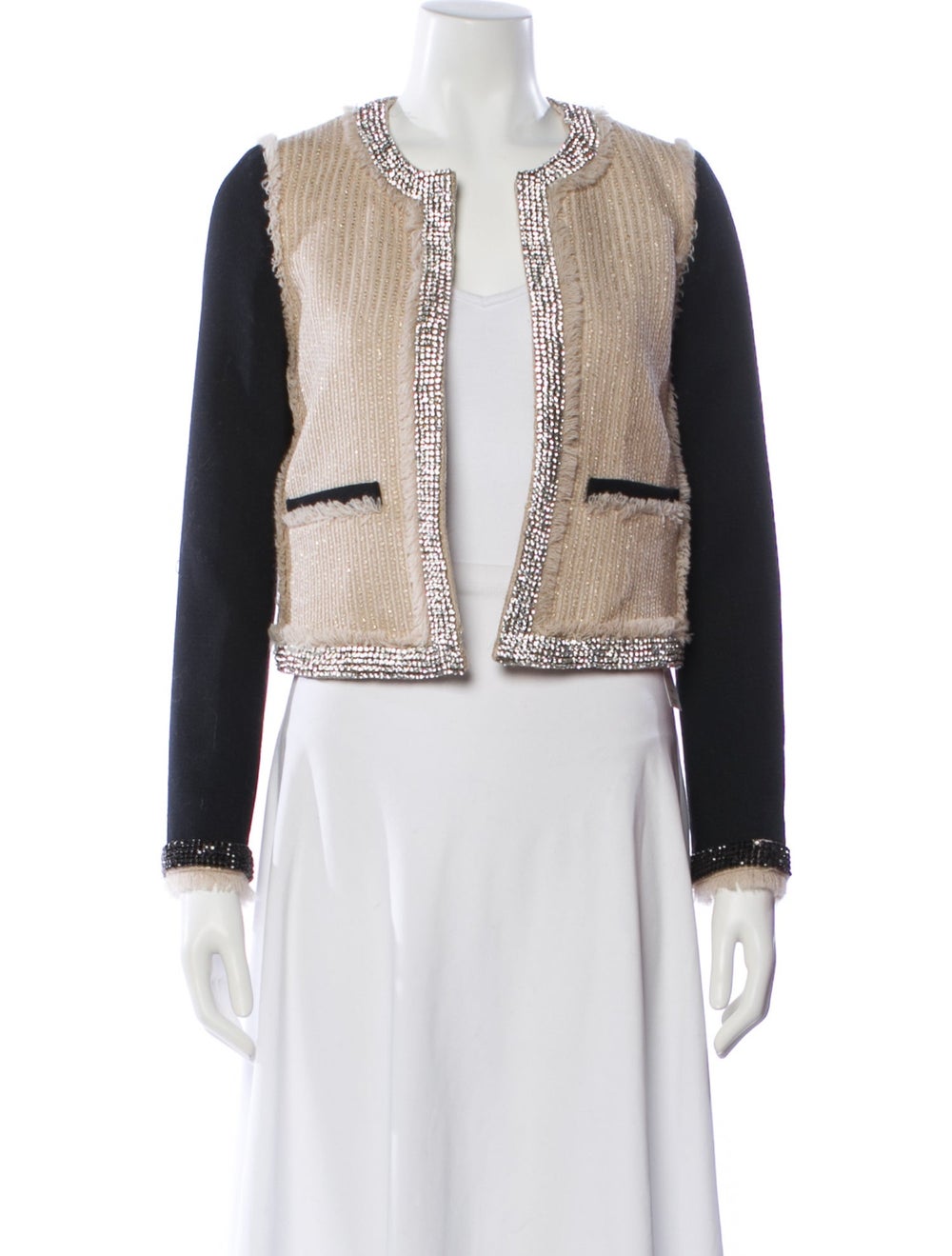 Tory Burch Wool Colorblock Pattern Jacket - image 1