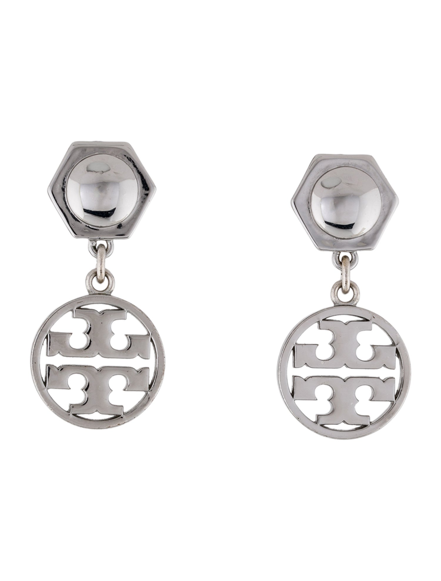 Tory Burch Hexagonal & Logo Circle Drop Earrings