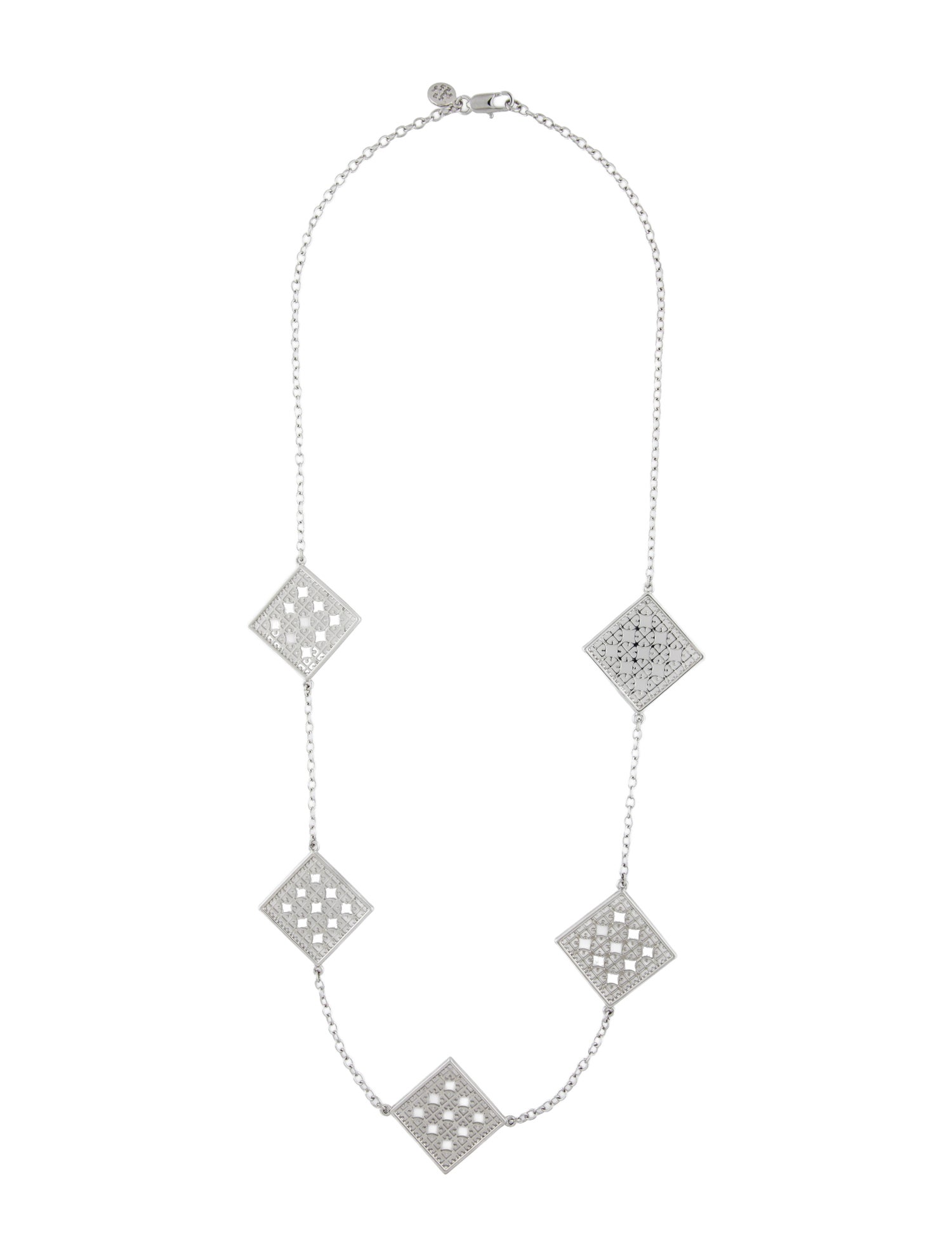 Tory Burch Perforated Logo Station Necklace
