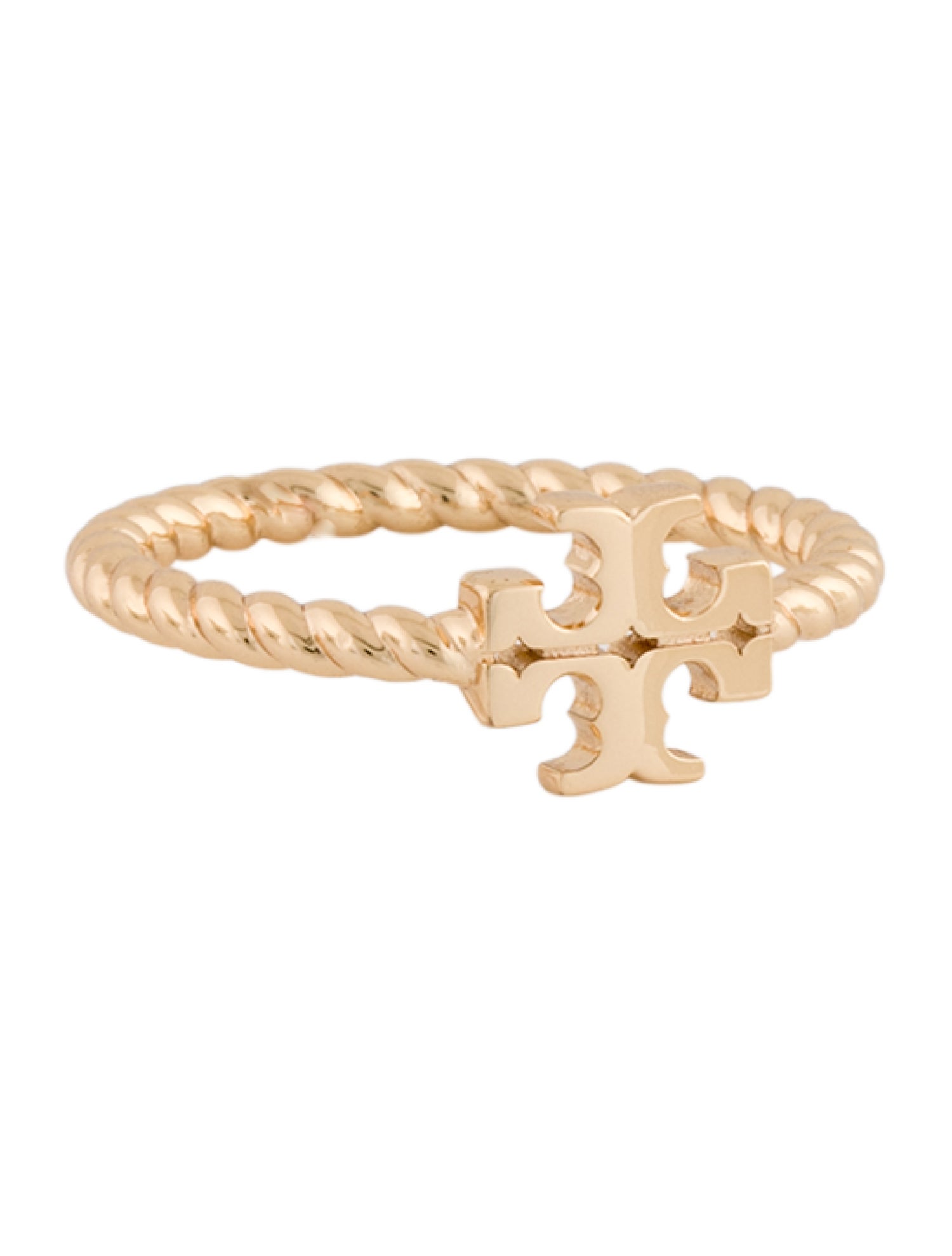 Tory Burch Textured Rope Logo Band Ring
