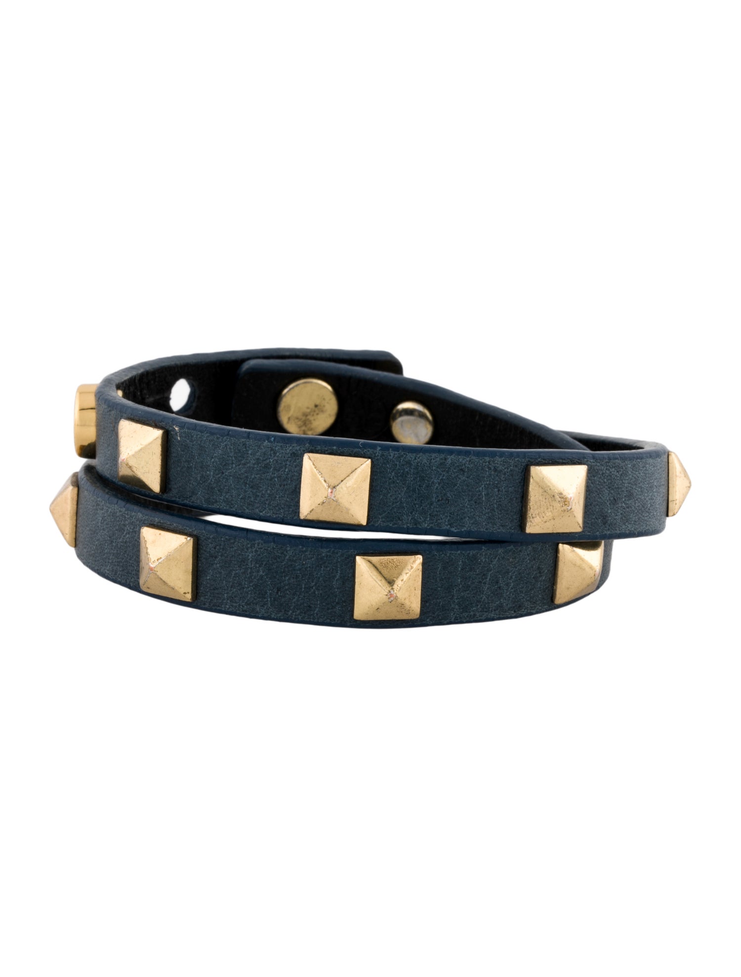 Tory Burch Leather Studded Double Wrap Bracelet