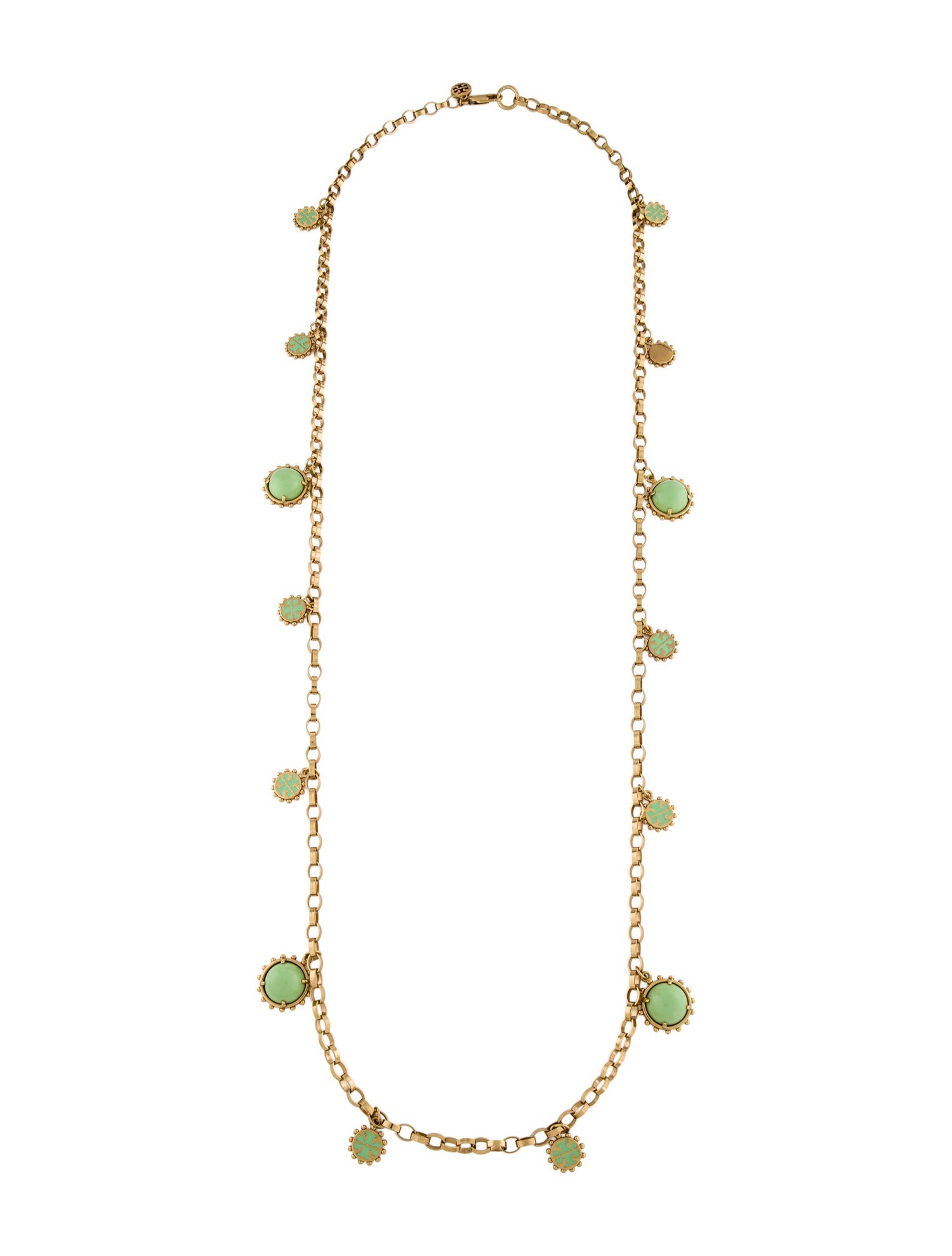 Tory Burch Enamel Logo Rosary Station Necklace