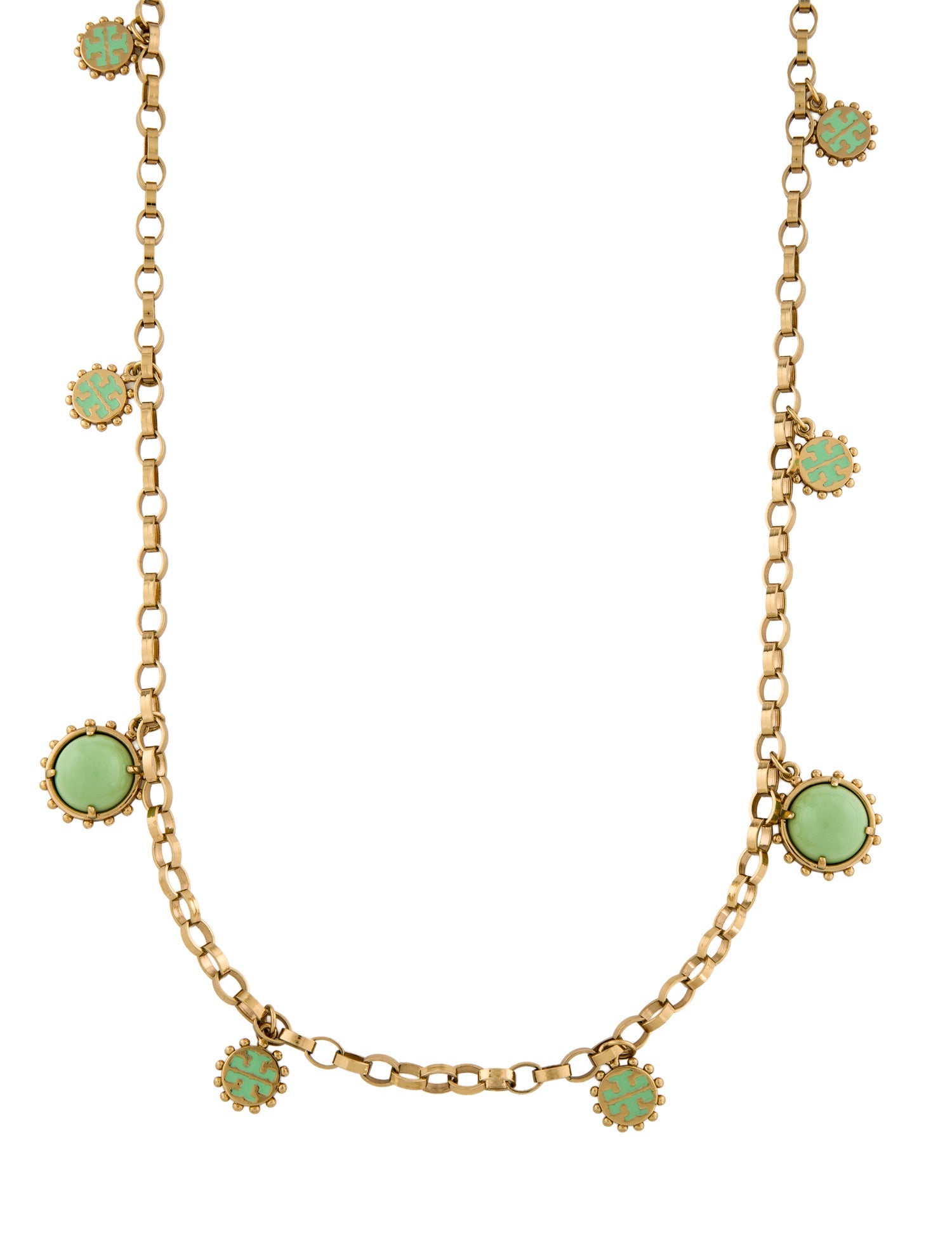 Tory Burch Enamel Logo Rosary Station Necklace