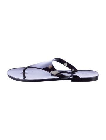 Pre-owned Tory Burch Rubber Flip Flops In Blue