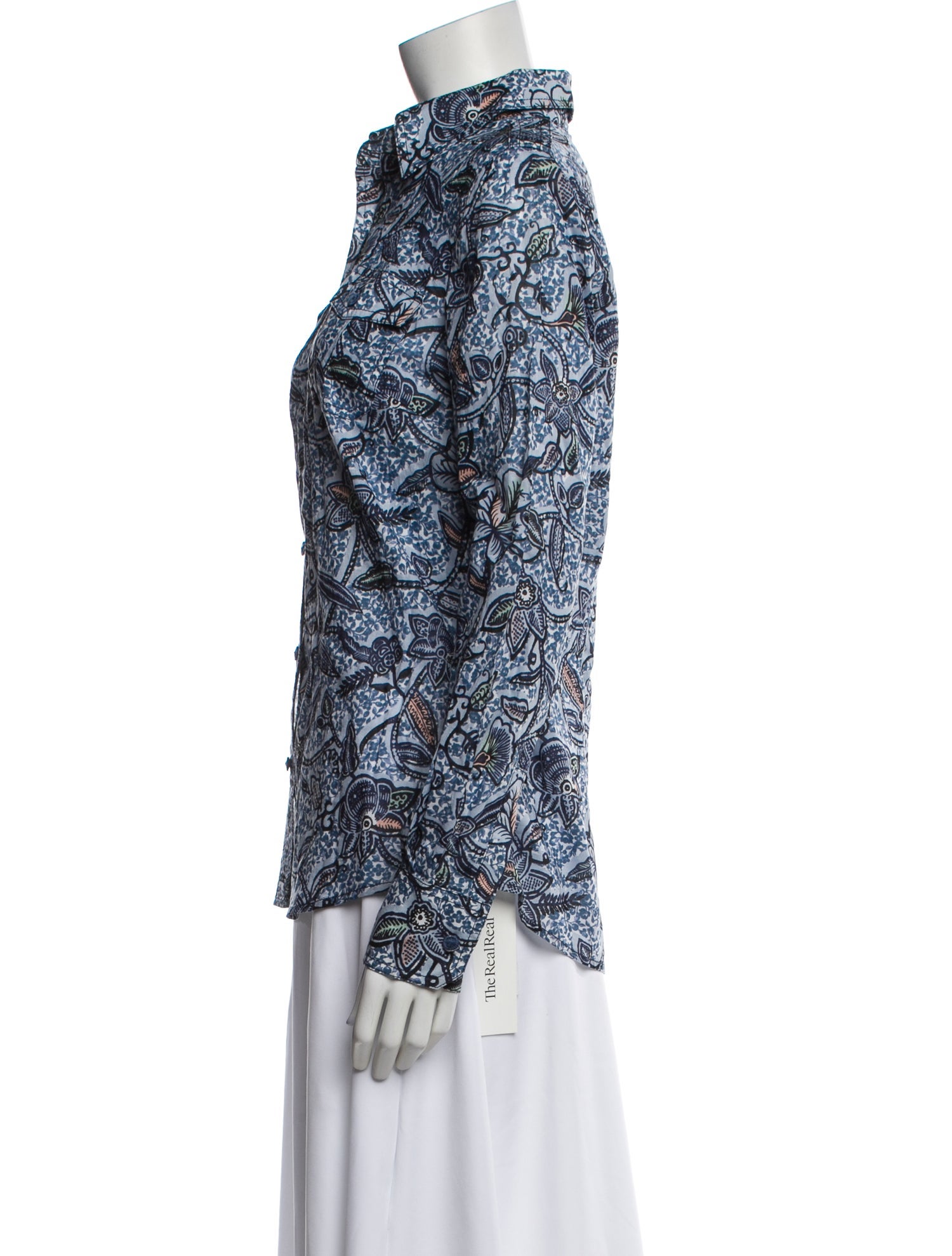 Tory Burch Paisley Print Long Sleeve Button-Up Top