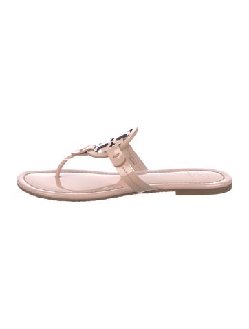 Pre-owned Tory Burch Patent Leather Flip Flops In Pink