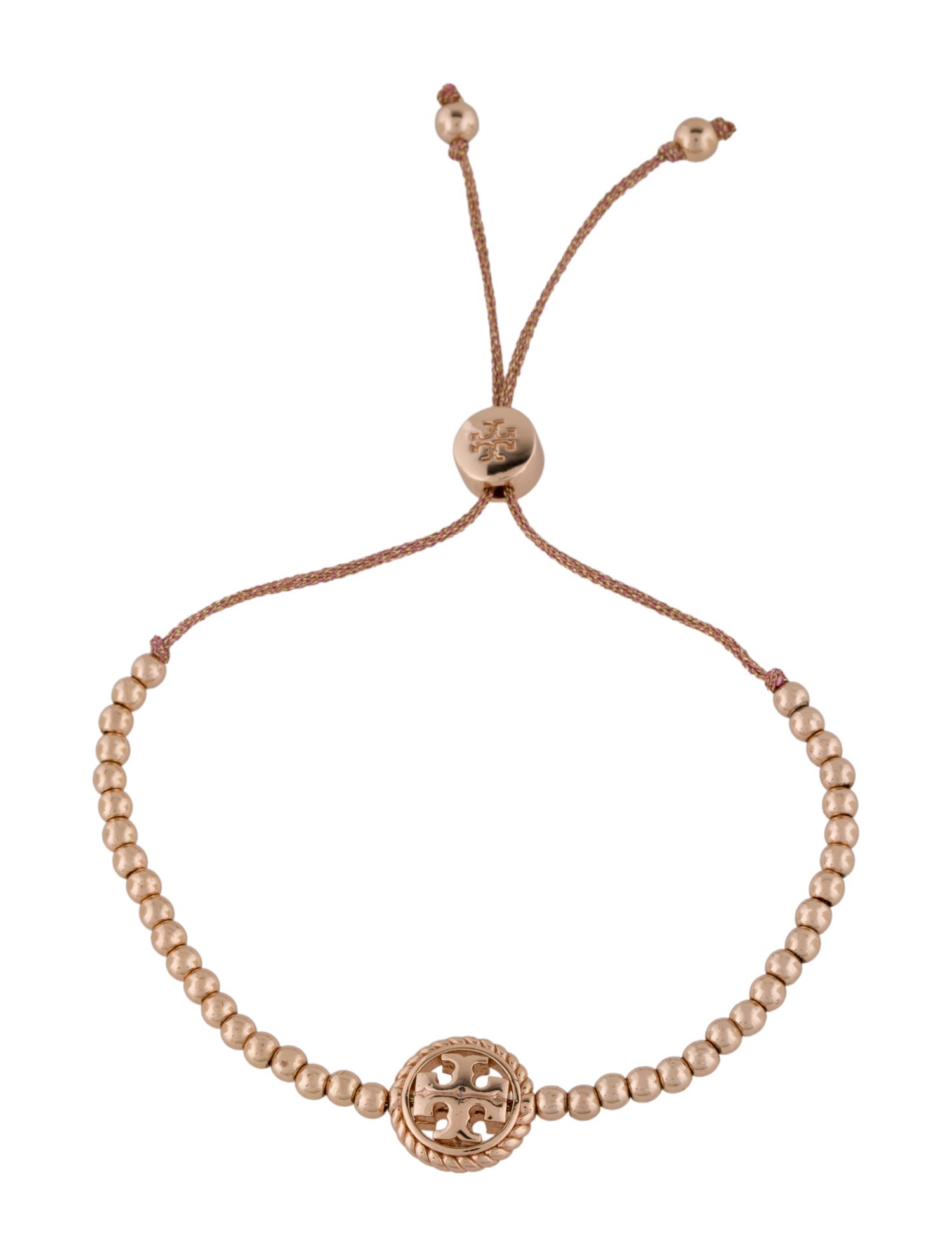 Tory Burch Bead Logo Adjustable Slider Bracelet