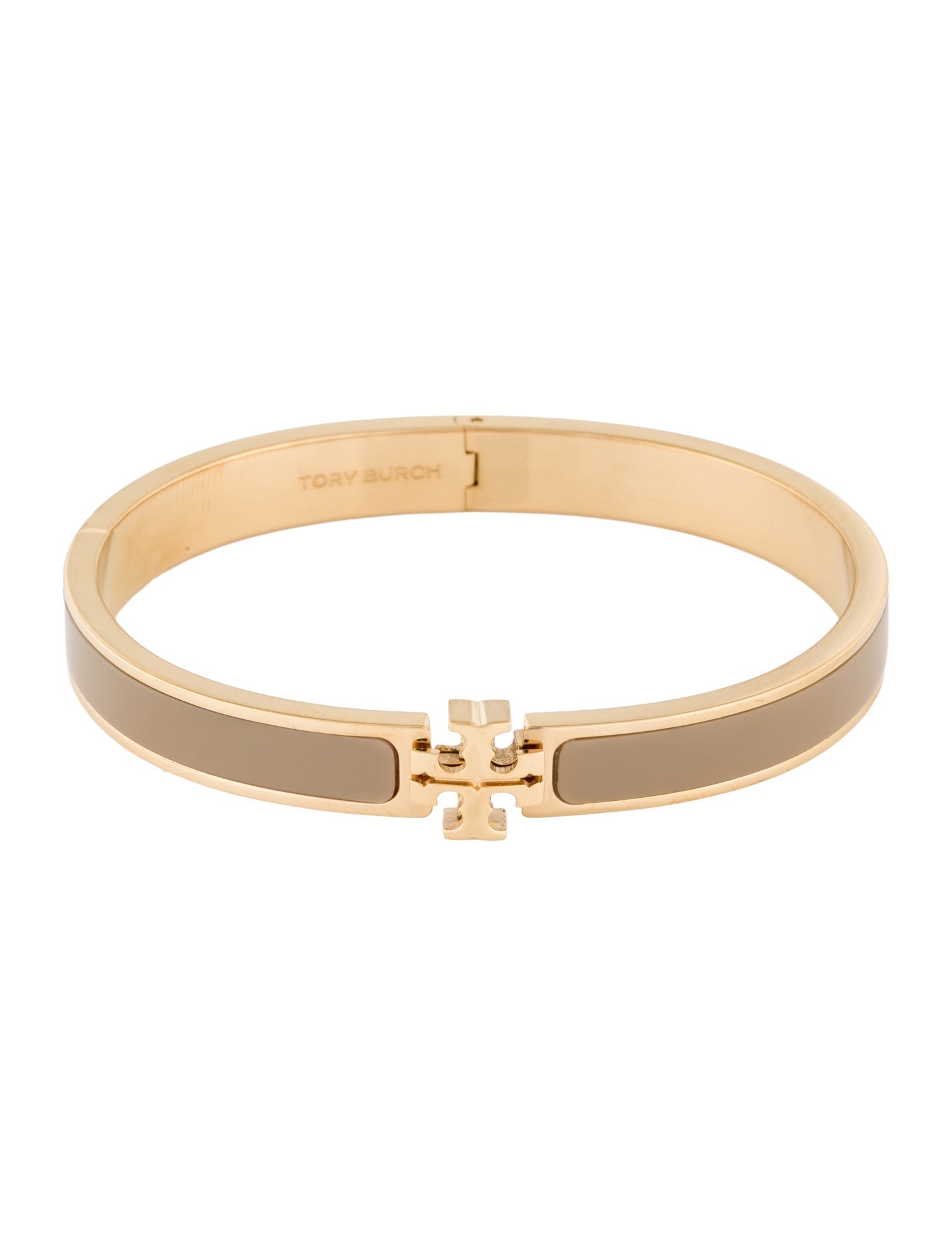 Tory Burch Resin, Medium Icon Hinged Bangle Bracelet w/ Tags