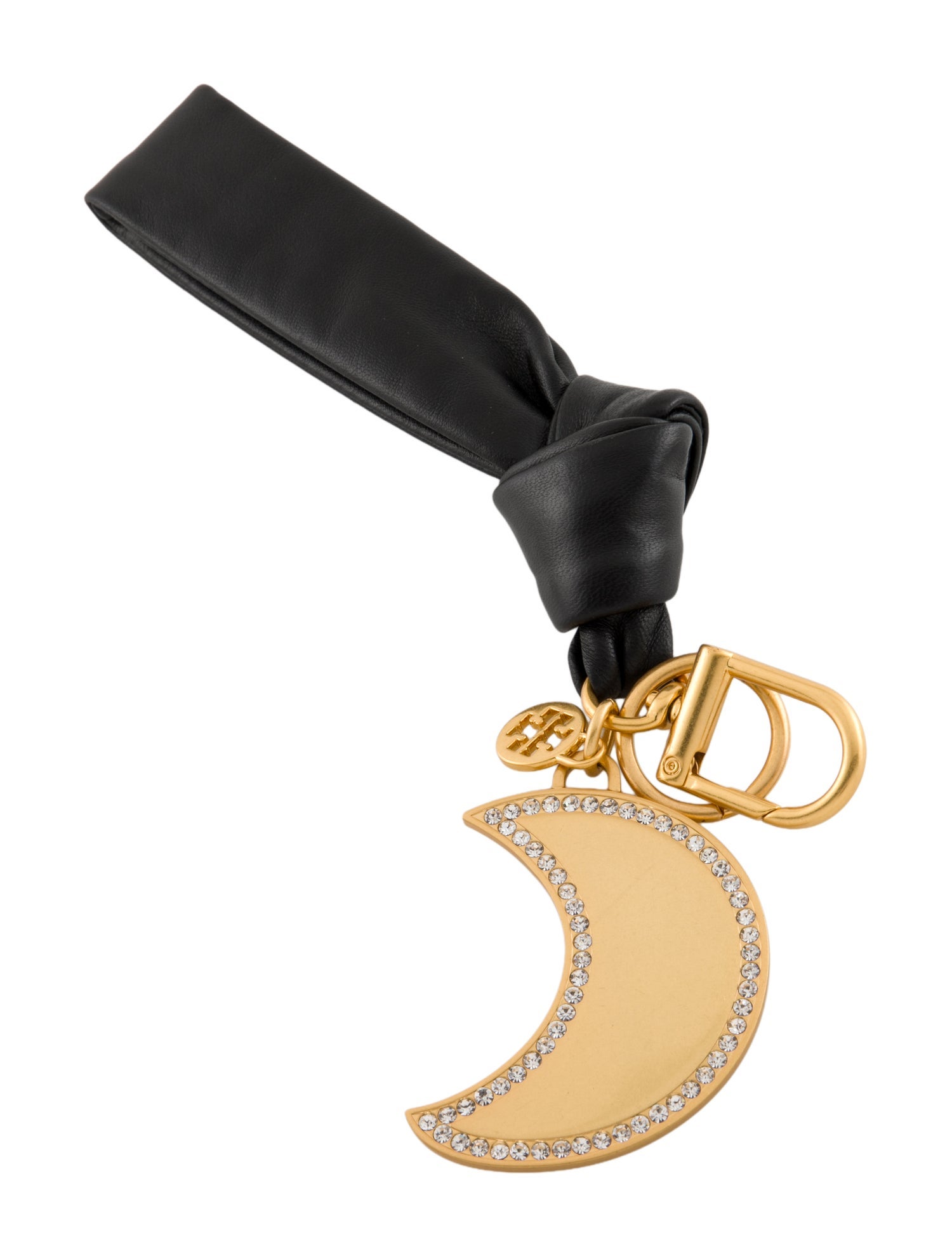 Tory Burch leather and metal keychain charm