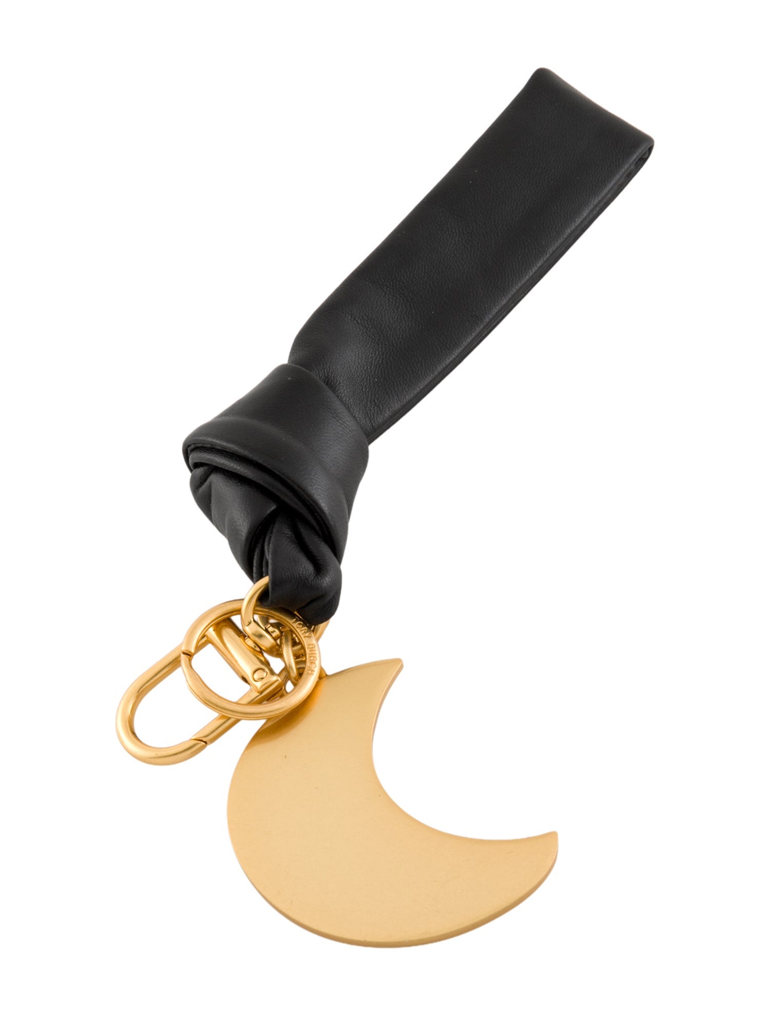 Tory Burch leather and metal keychain charm