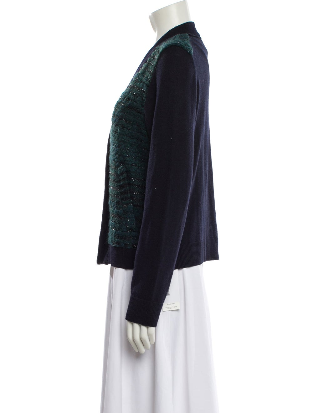 Tory Burch Colorblock Pattern V-Neck Sweater - image 2