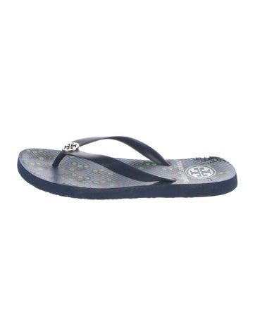 Pre-owned Tory Burch Rubber Flip Flops In Blue