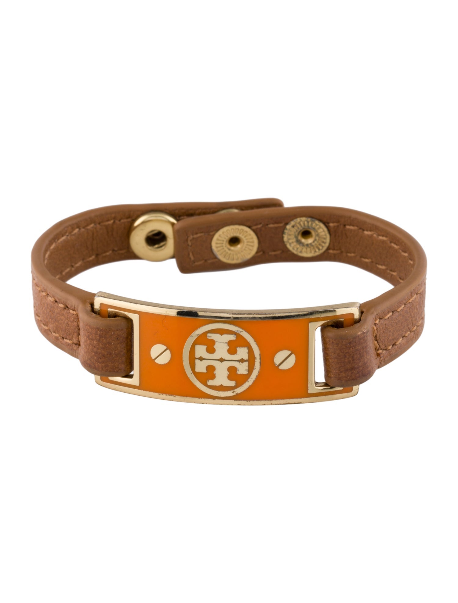 Tory Burch Leather & Enamel Wrap Bracelet