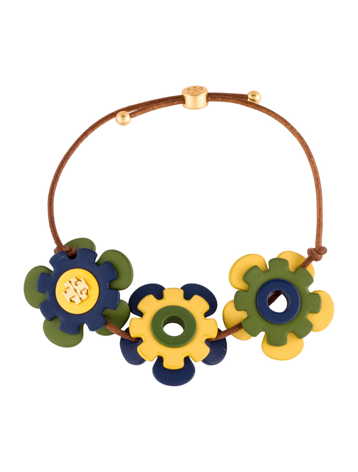 Tory Burch Leather Flower Adjustable Bracelet
