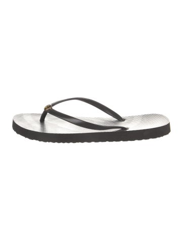 Pre-owned Tory Burch Rubber Flip Flops In Black