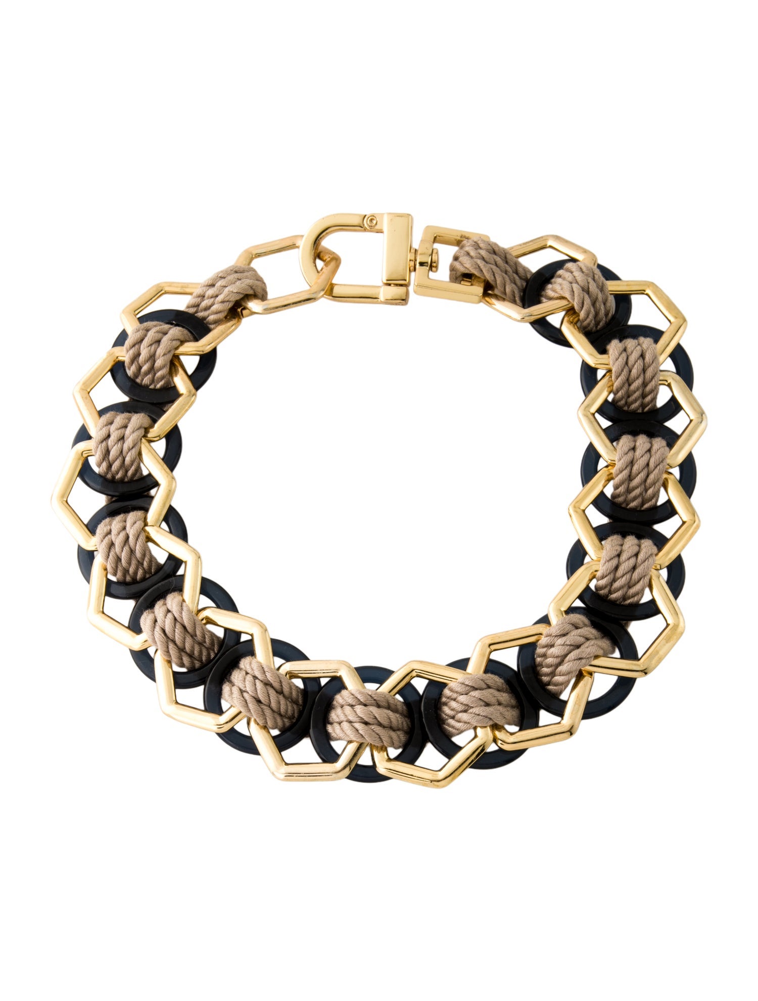 Tory Burch Resin & Cord Hexagon Collar Necklace