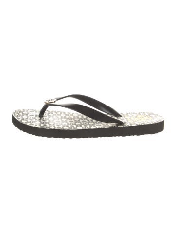 Pre-owned Tory Burch Rubber Printed Flip Flops In Multi