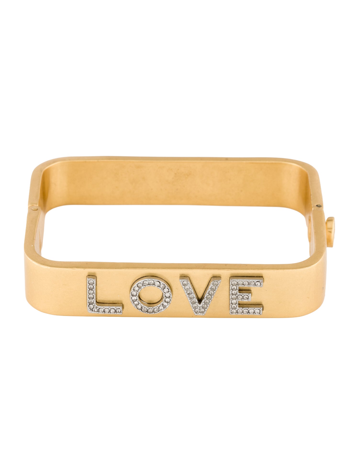 Tory Burch Crystal 'Love' Message Hinged Bracelet
