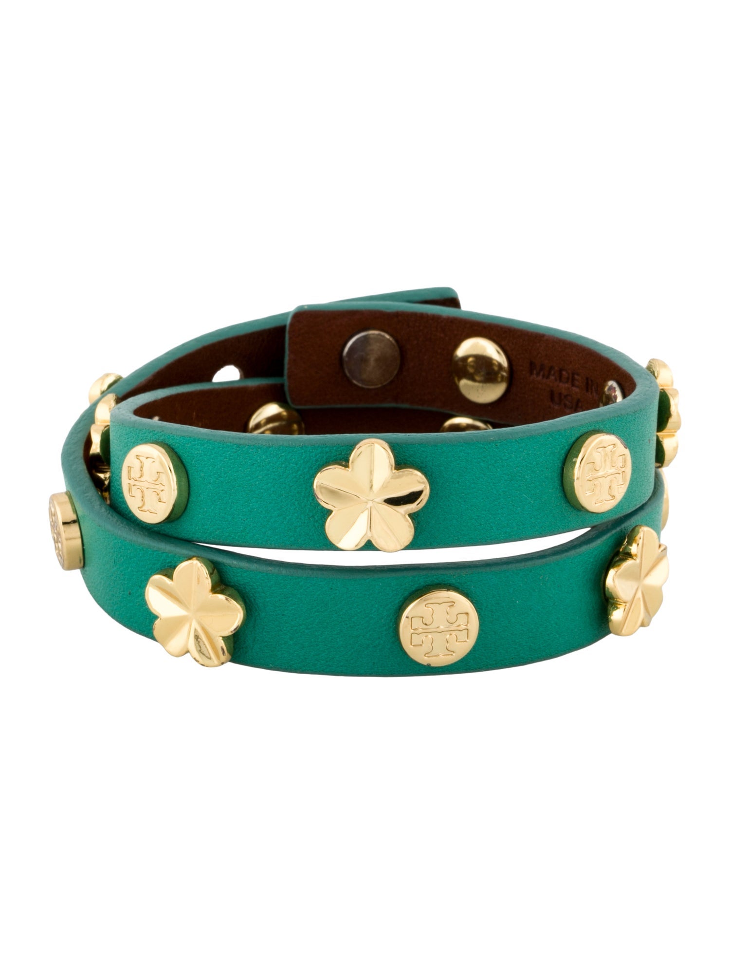 Tory Burch Leather Studded Double Wrap Bracelet