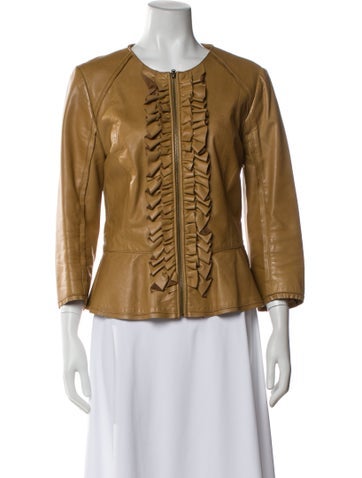 Pre-owned Tory Burch Leather Evening Jacket In Neutral