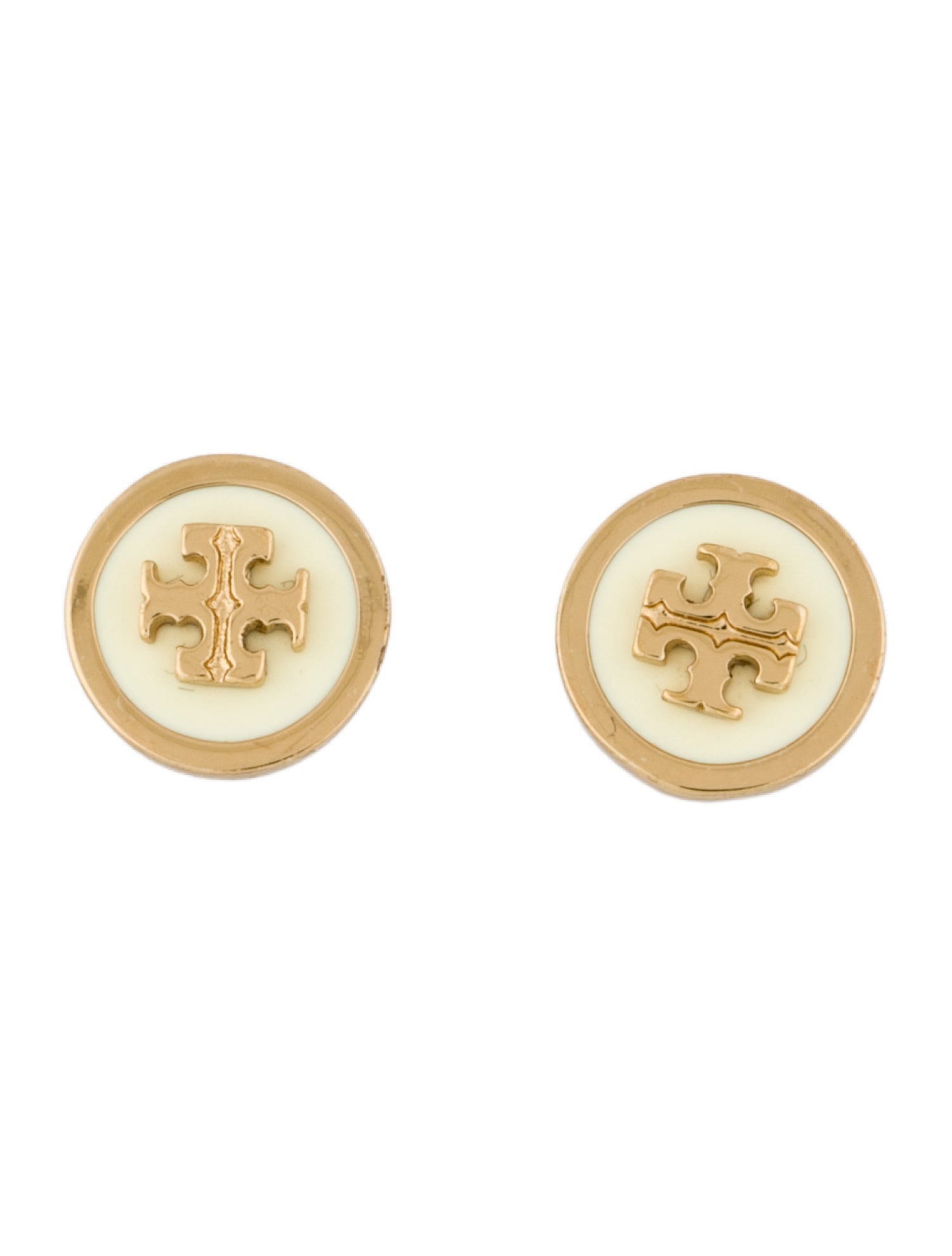 Tory Burch Enamel Icon Circle-Stud Earrings