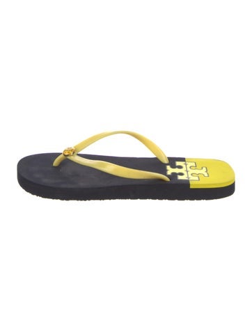 Pre-owned Tory Burch Rubber Flip Flops In Blue