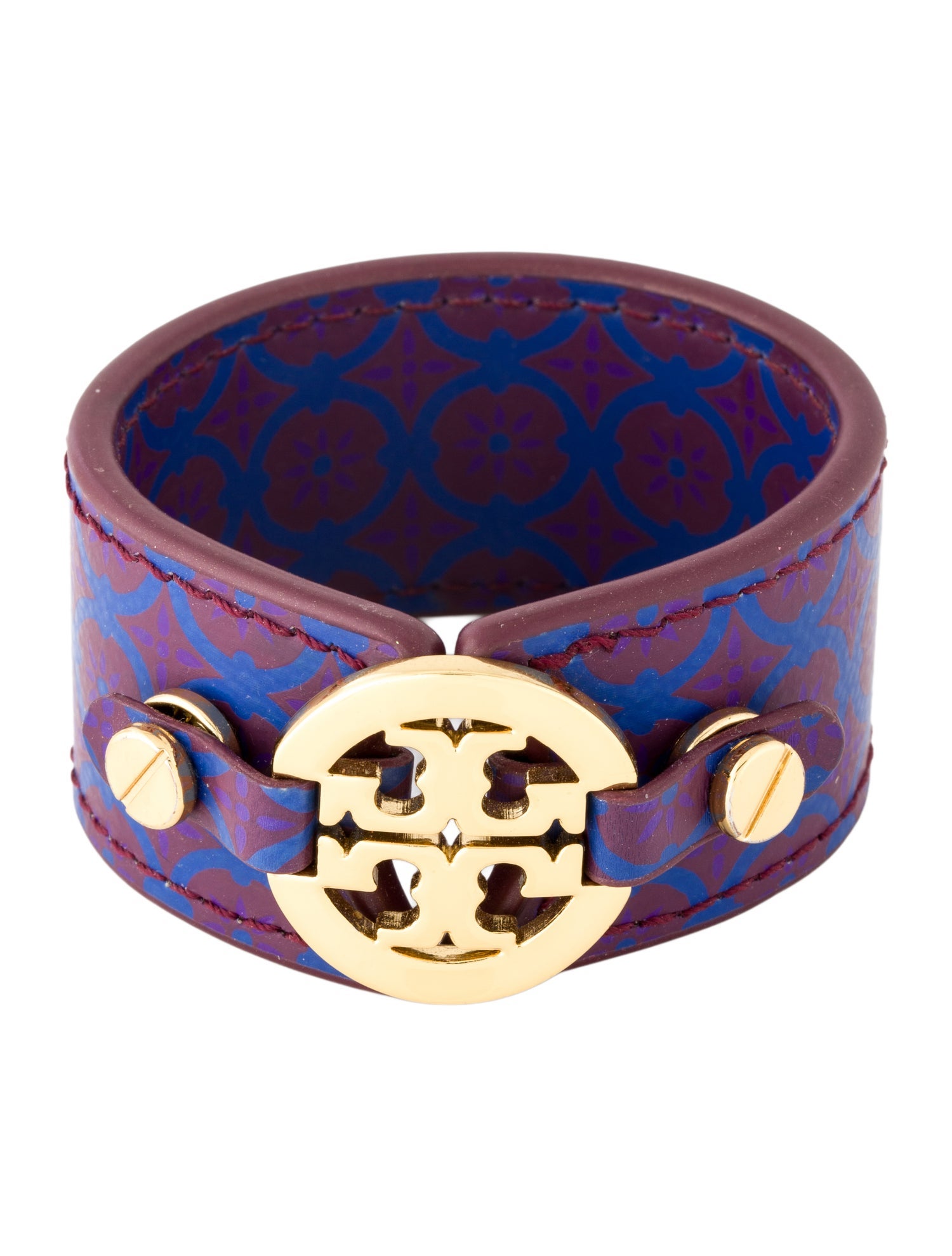 Tory Burch Leather Logo Buckle Wrap Bracelet