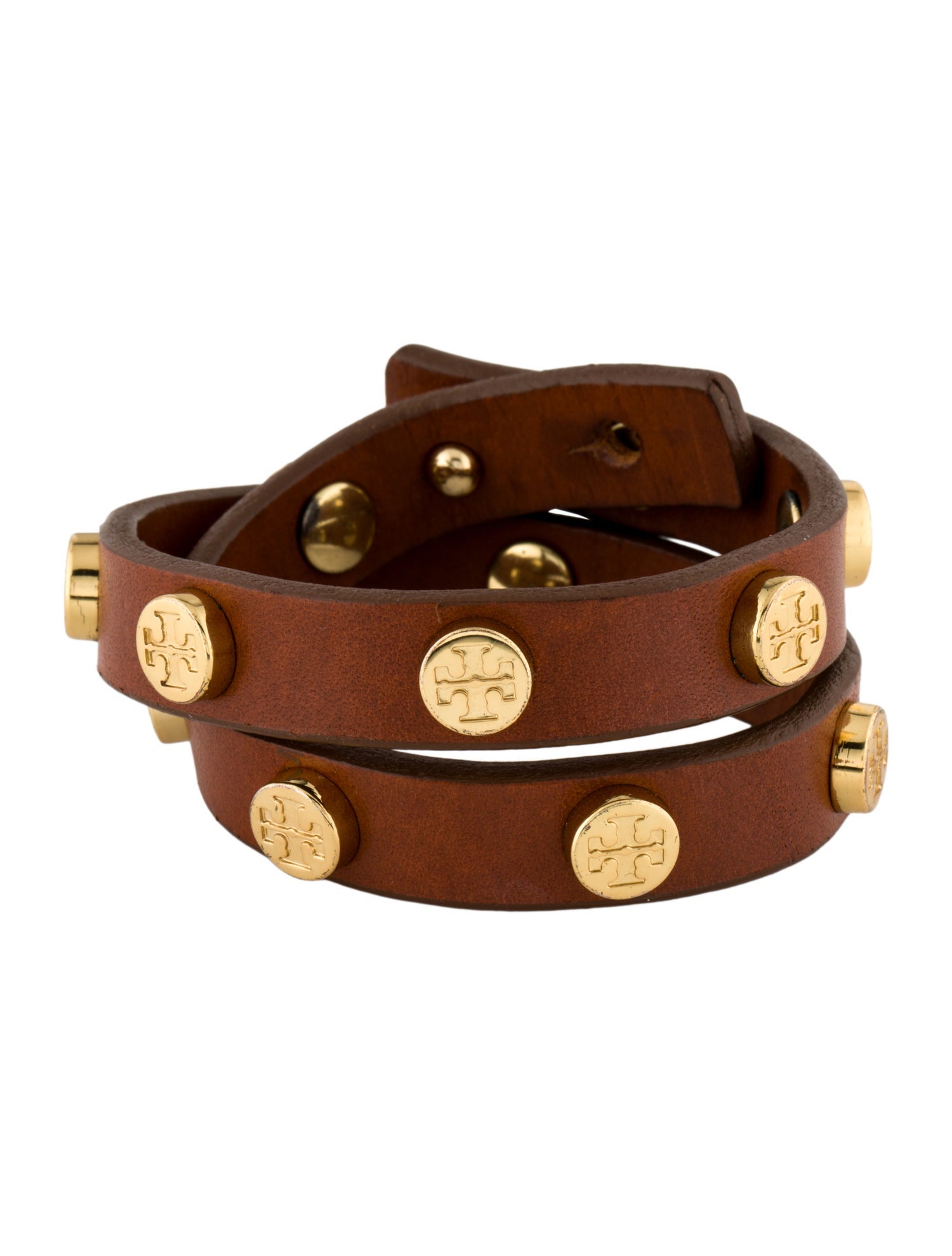 Tory Burch Leather Studded Wrap Bracelet