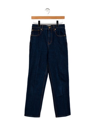 Pre-owned Tory Burch High-rise Straight Leg Jeans In Blue